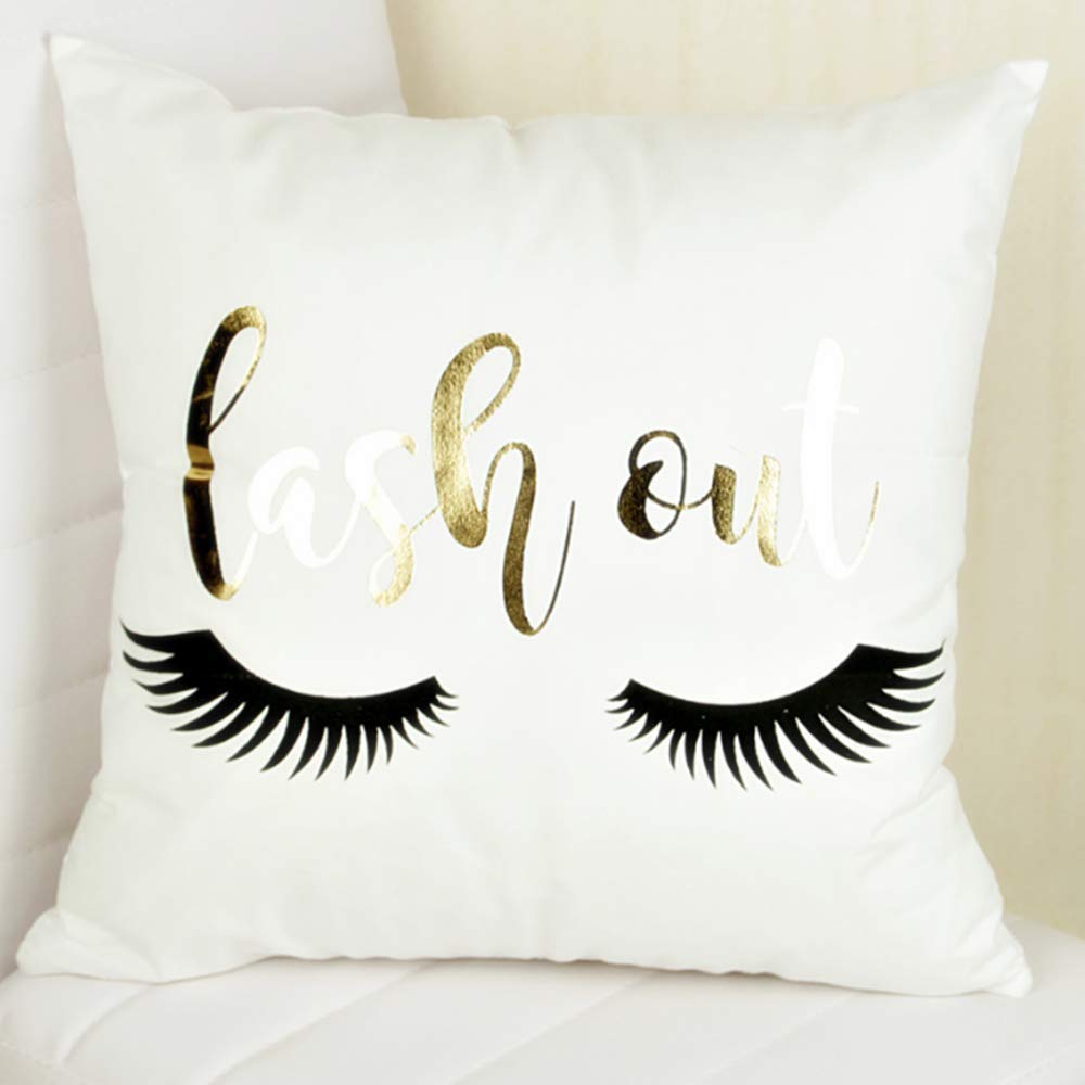 Decorative Throw Pillow Covers 18x18 Inches - Gold Foil Splash Lettering Design for Couch, Sofa & Bed - Modern Home Decor Accent Pillow Cases - Perfect for Living Room, Bedroom & Office Decor
