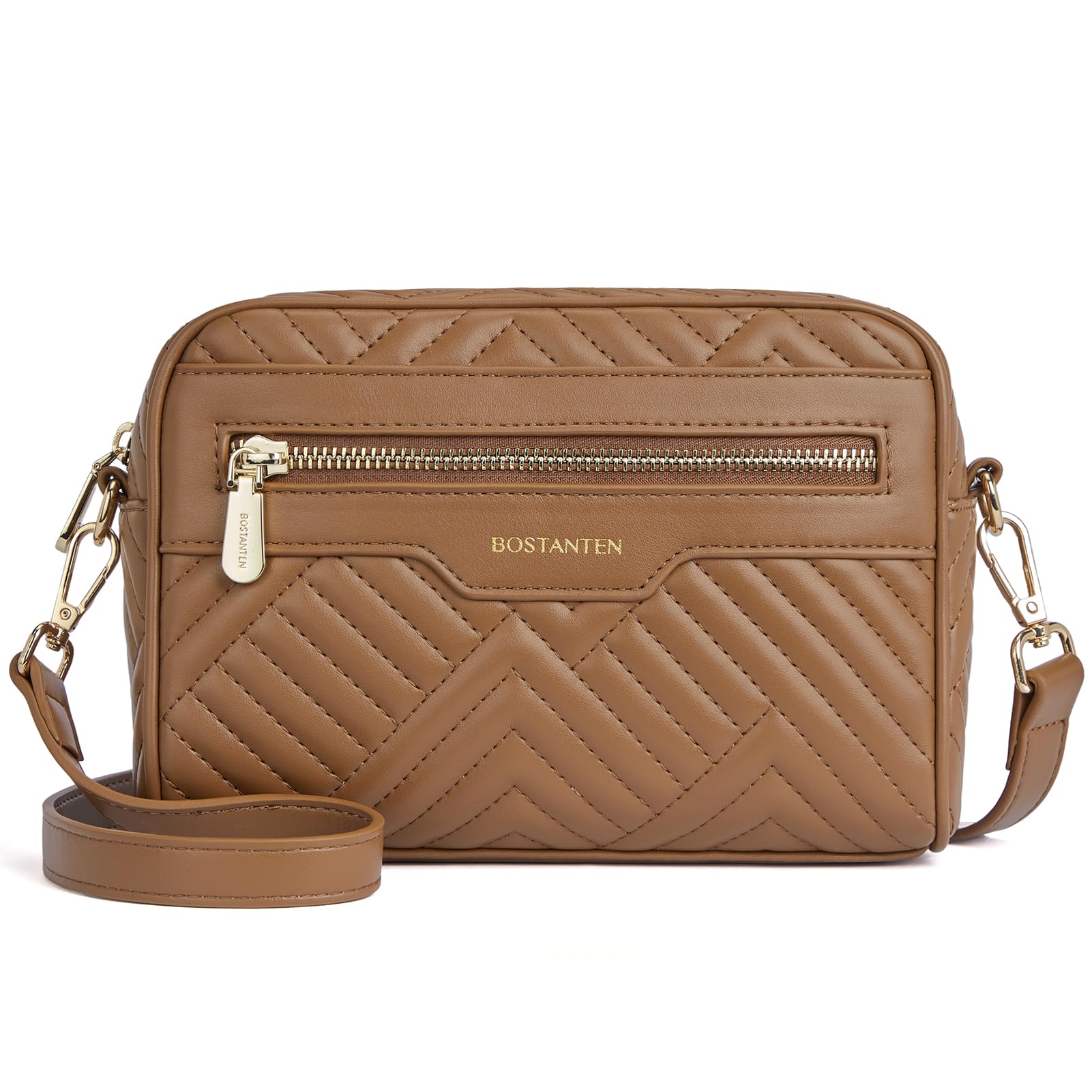 BOSTANTEN Women's Vegan Leather Crossbody Bag - Quilted Shoulder Purse with Adjustable Strap | Perfect for Work, Travel & Everyday Use