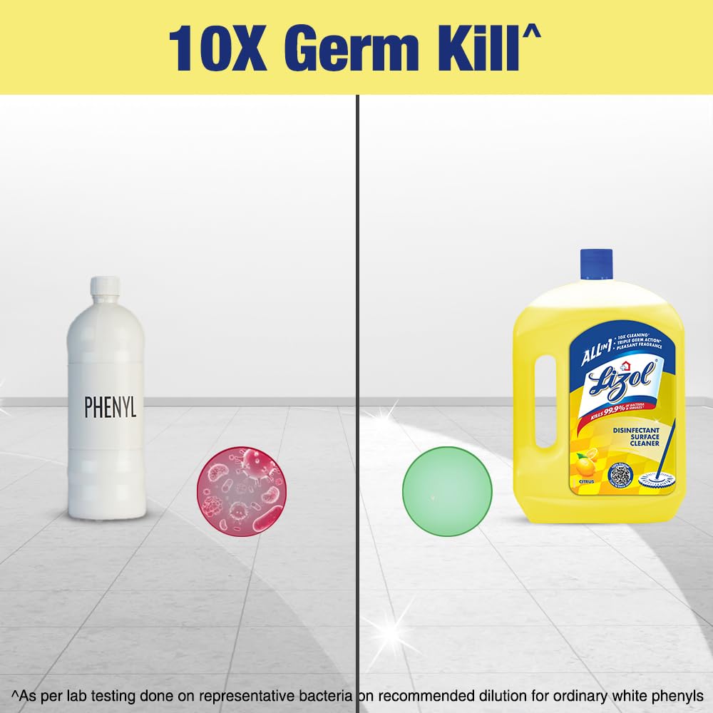 Harpic Original Disinfectant Toilet Cleaner Liquid 1L (Pack of 2) + Lizol Citrus Floor Cleaner 2L - Powerful Bathroom & Kitchen Cleaning Combo for Sparkling Floors & Sanitized Toilets