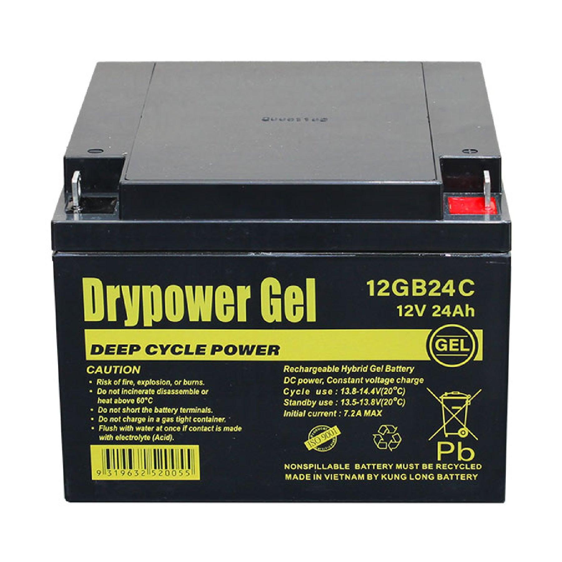 Drypower 12V Sealed Lead Acid Hybrid Gel Deep Cycle Battery - Rechargeable Power for Solar Systems, Marine, RV, and Off-Grid Applications
