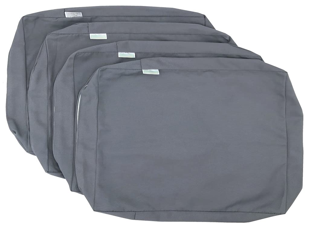 Waterproof Outdoor Patio Chair Cushion Covers - 22x14x4 Inches (Set of 4) - Stone Gray - All-Weather Resistant Seat & Back Pillows for Garden, Poolside & Deck Furniture