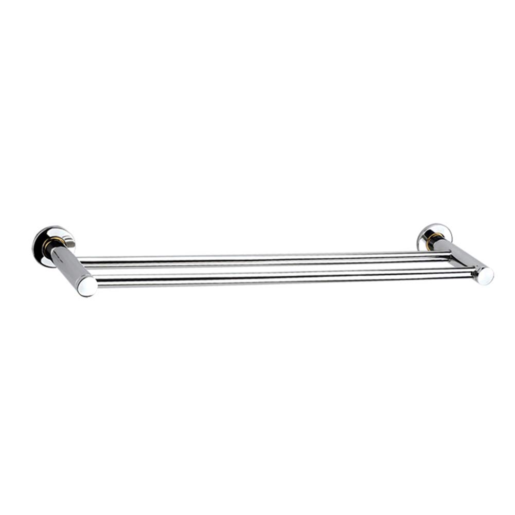 Stainless Steel Wall Mounted Towel Holder - Double Rod Bathroom Towel Rack, 60cm Silver Towel Bar for Bath, Kitchen & Spa - Durable & Space-Saving Storage Solution
