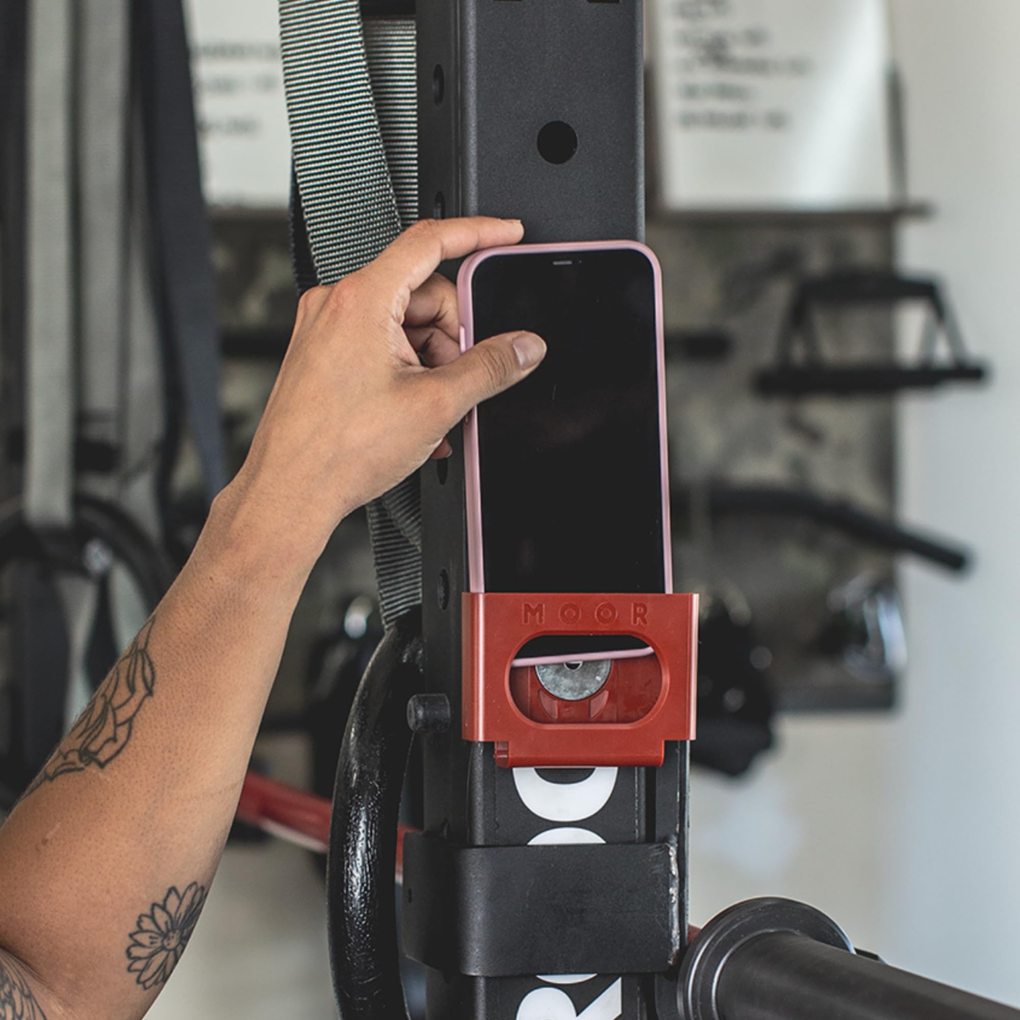 Spotter™ Magnetic Universal Gym Phone Mount - Secure Workout Phone Holder for iPhone & Android (Hot Pink) | Perfect for Treadmill, Elliptical & Weight Training