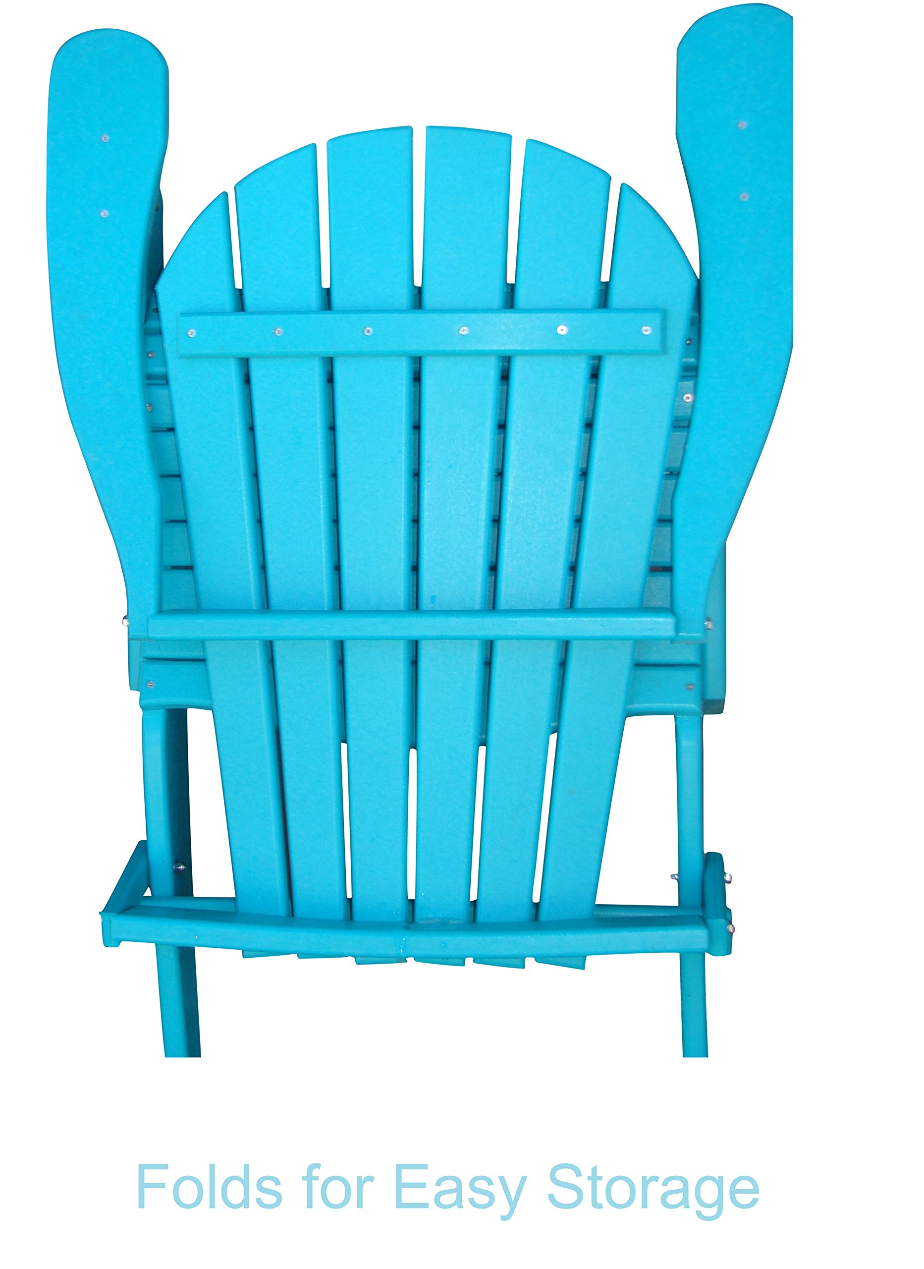 **Phat Tommy Foldable Adirondack Chair - Heavy Duty HDPE Recycled Plastic Outdoor Folding Chair - All-Weather Teal Patio Furniture for Deck, Porch, Backyard, Poolside & Camping**