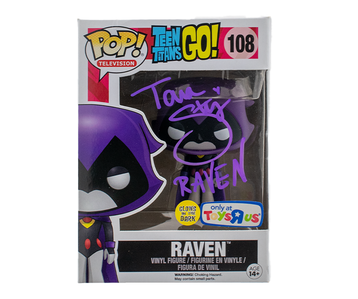 Tara Strong Signed Pop Vinyl Figure - Raven (Glow in the Dark) Teen Titans Limited Edition Collectible - Perfect for DC Comics Fans & Pop Culture Enthusiasts