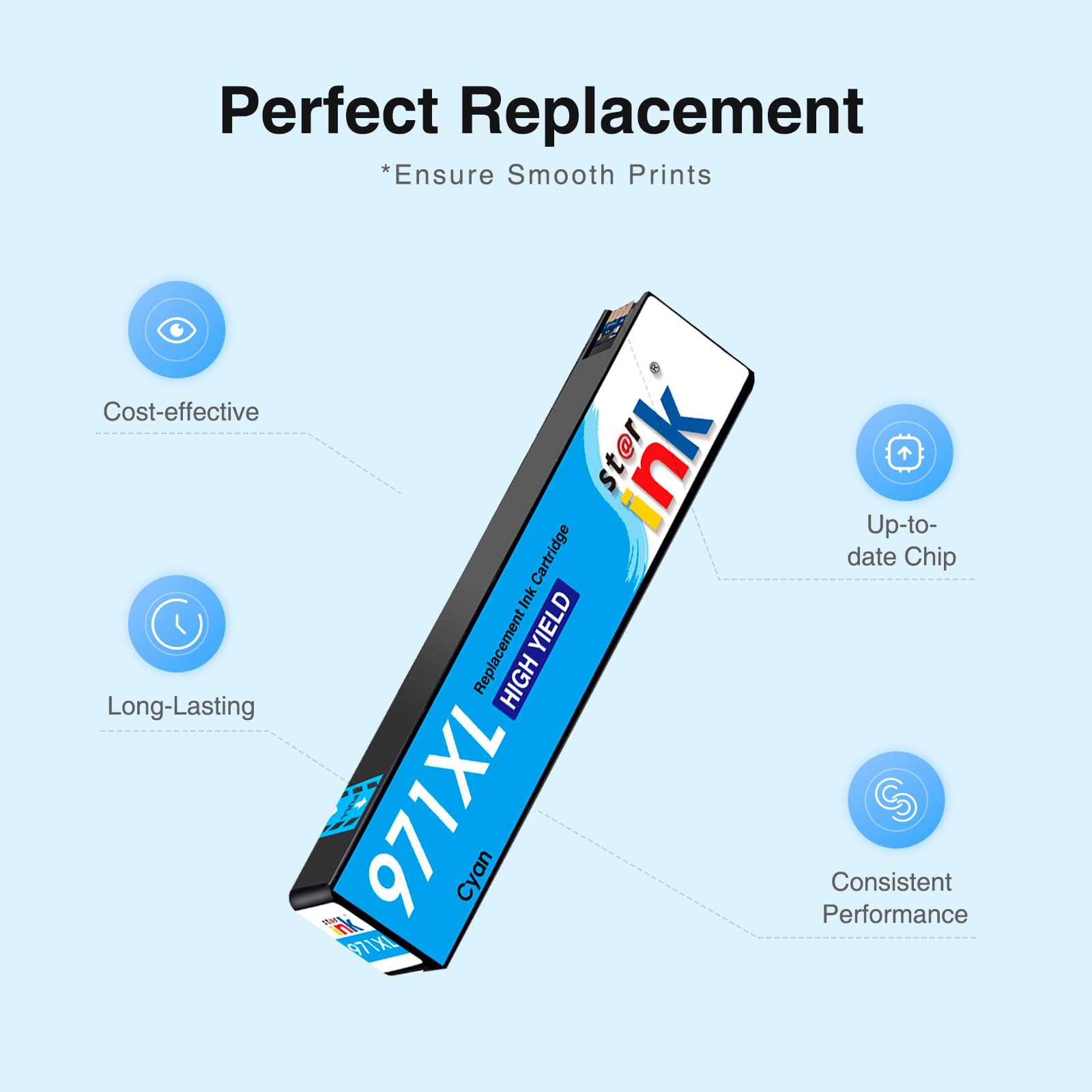 High Yield HP 971XL 970XL Ink Cartridges Replacement (4-Pack) - Compatible with HP OfficeJet Pro X476dw/X576dw/X451dw/X551dw/X451dn/X476dn Printers - Perfect for Home Office & Small Business Printing Needs