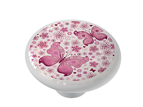 Vintage Butterfly Spring Ceramic Drawer Knobs - Handcrafted Cabinet Pulls for Dresser, Kitchen Cabinets & Furniture (Set of 4) - Perfect for Home Decor & DIY Projects