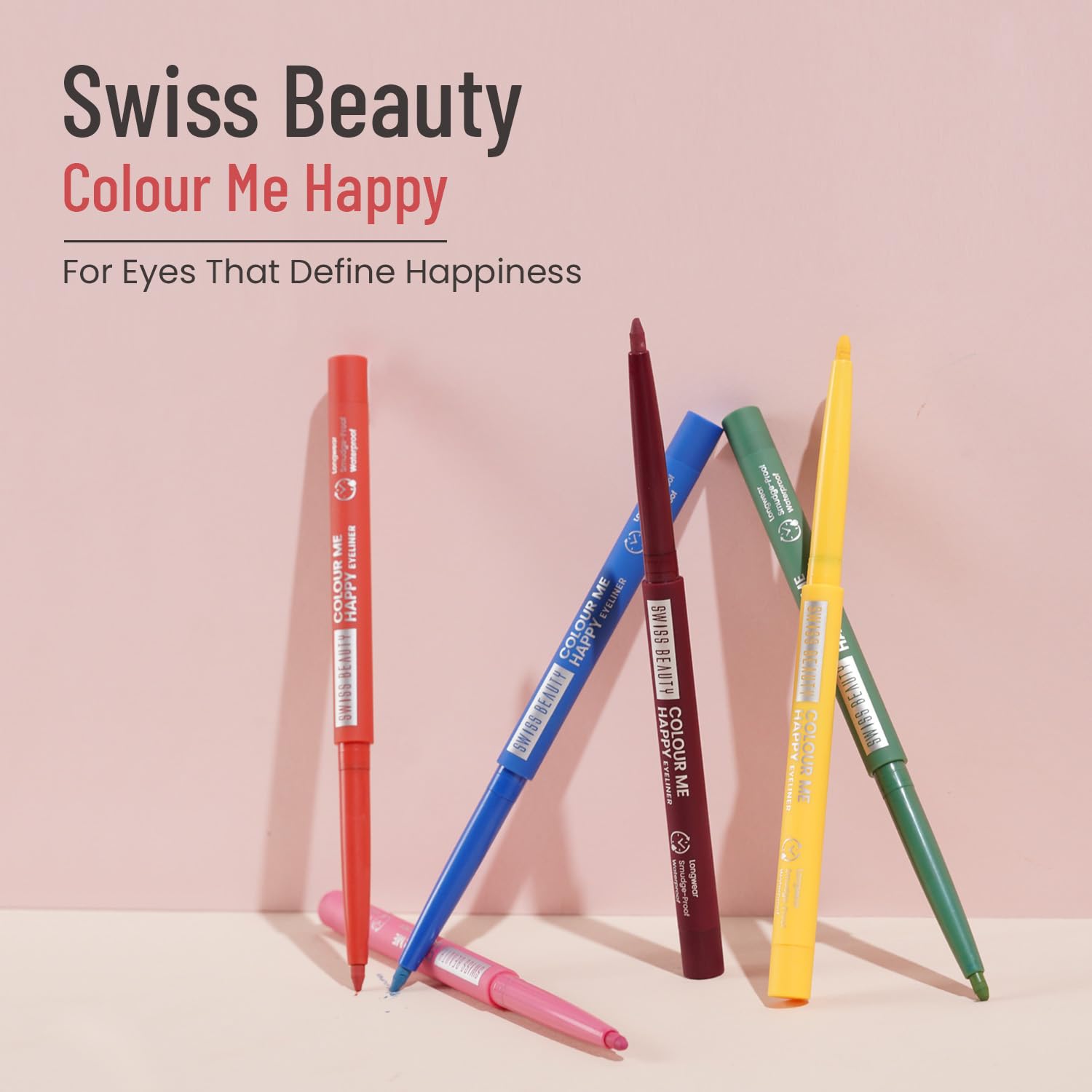 SWISS BEAUTY Color Me Happy Matte Pencil Eyeliner - Long Lasting Waterproof Eyeliner in Wine (SB-950-12) 1.0g | Perfect for Smoky Eyes & Everyday Makeup Looks
