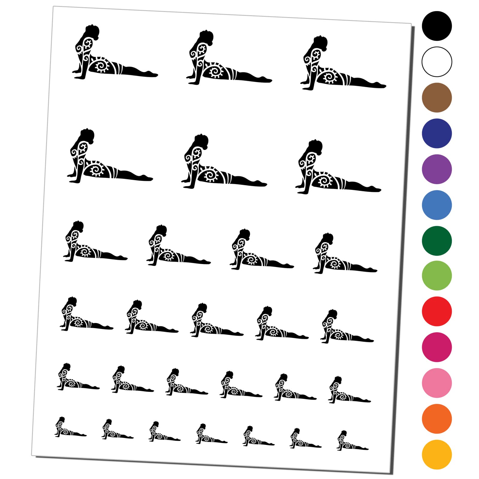 Bhujanasana Cobra Pose Temporary Tattoo - Waterproof Fake Body Art Set for Yoga Enthusiasts - Black Yoga Tattoo Stickers for Yoga Practice, Meditation & Festival Body Decor