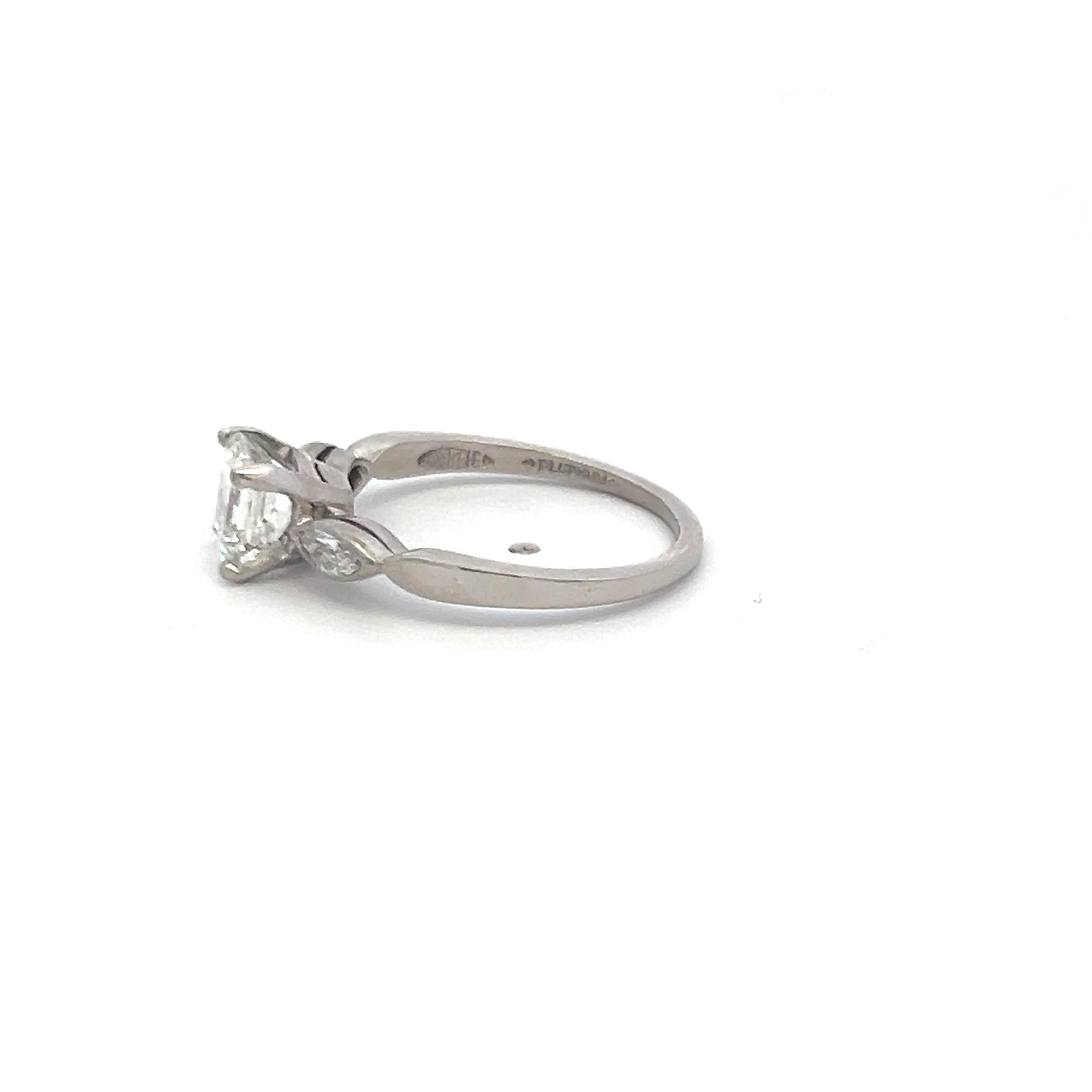 0.95 Carat Asscher Cut I VS & Marquise Diamond Platinum Engagement Ring for Women - Perfect for Proposals, Anniversaries & Special Occasions
