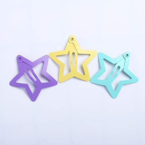 12Pcs Multi-Color Star Hair Clips for Kids - Cute Cartoon Snap Barrettes, Non-Slip Metal Hairpins for Baby & Children - Perfect for School, Parties & Daily Hairstyles
