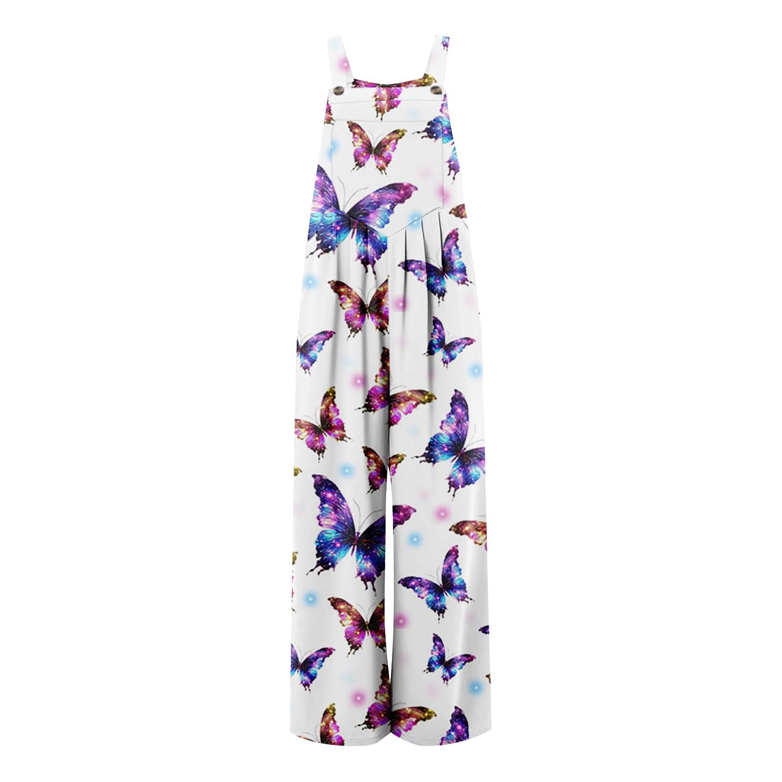 WANZZXCSL Women's Casual Print Wide Leg Jumpsuit - Sleeveless Romper with Loose Straps & Pockets | Perfect for Summer Outfits, Beach Wear & Casual Outings