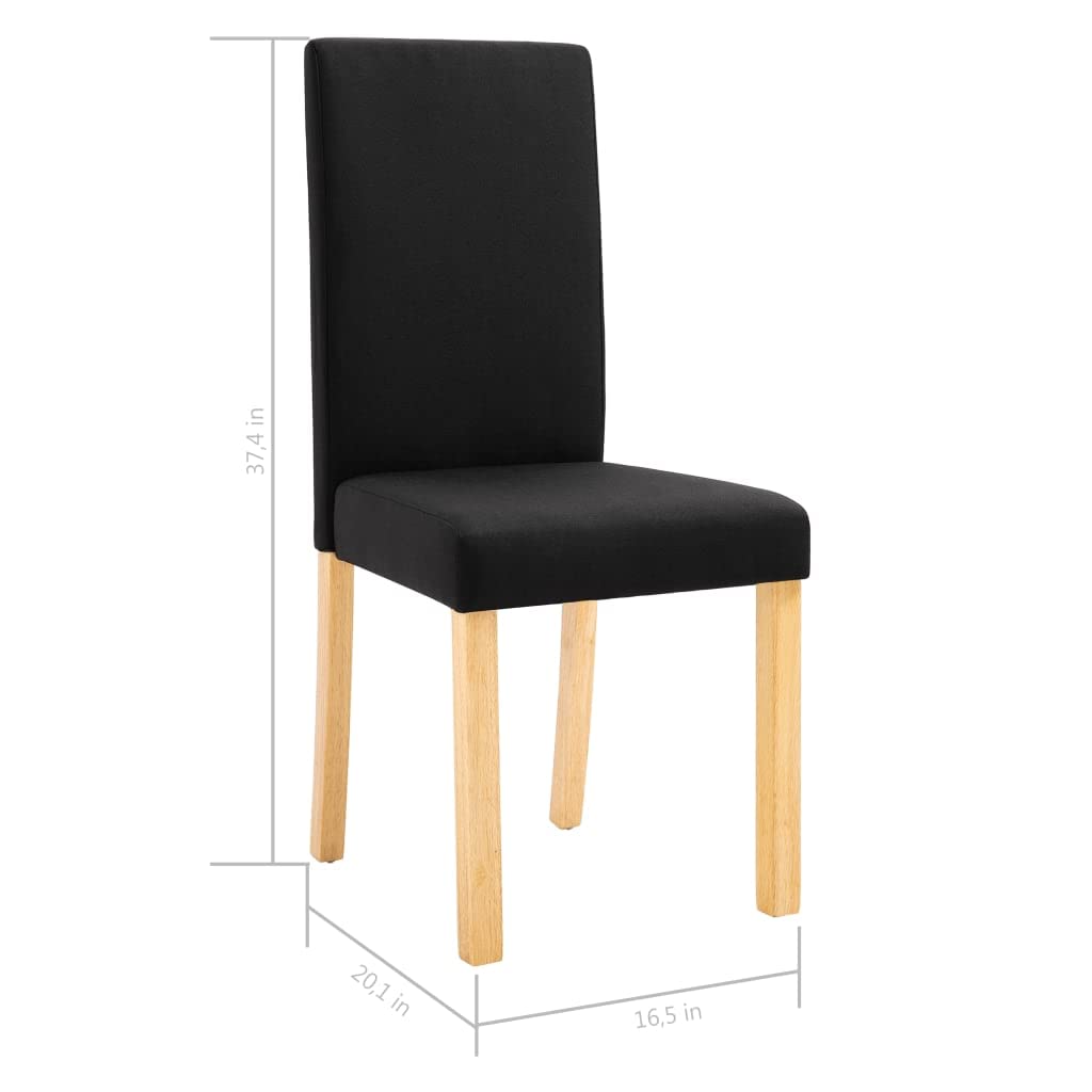 SKM Modern Dining Chairs Set of 4 - Black Fabric Upholstered Kitchen Chairs with Sturdy Metal Legs (Model 9227) - Perfect for Dining Room, Kitchen, Breakfast Nook & Small Spaces