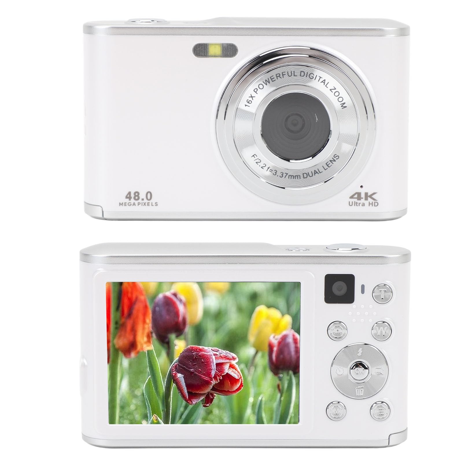4K 48MP Digital Camera for Vlogging - Dual Lens Selfie Camera with 2.8