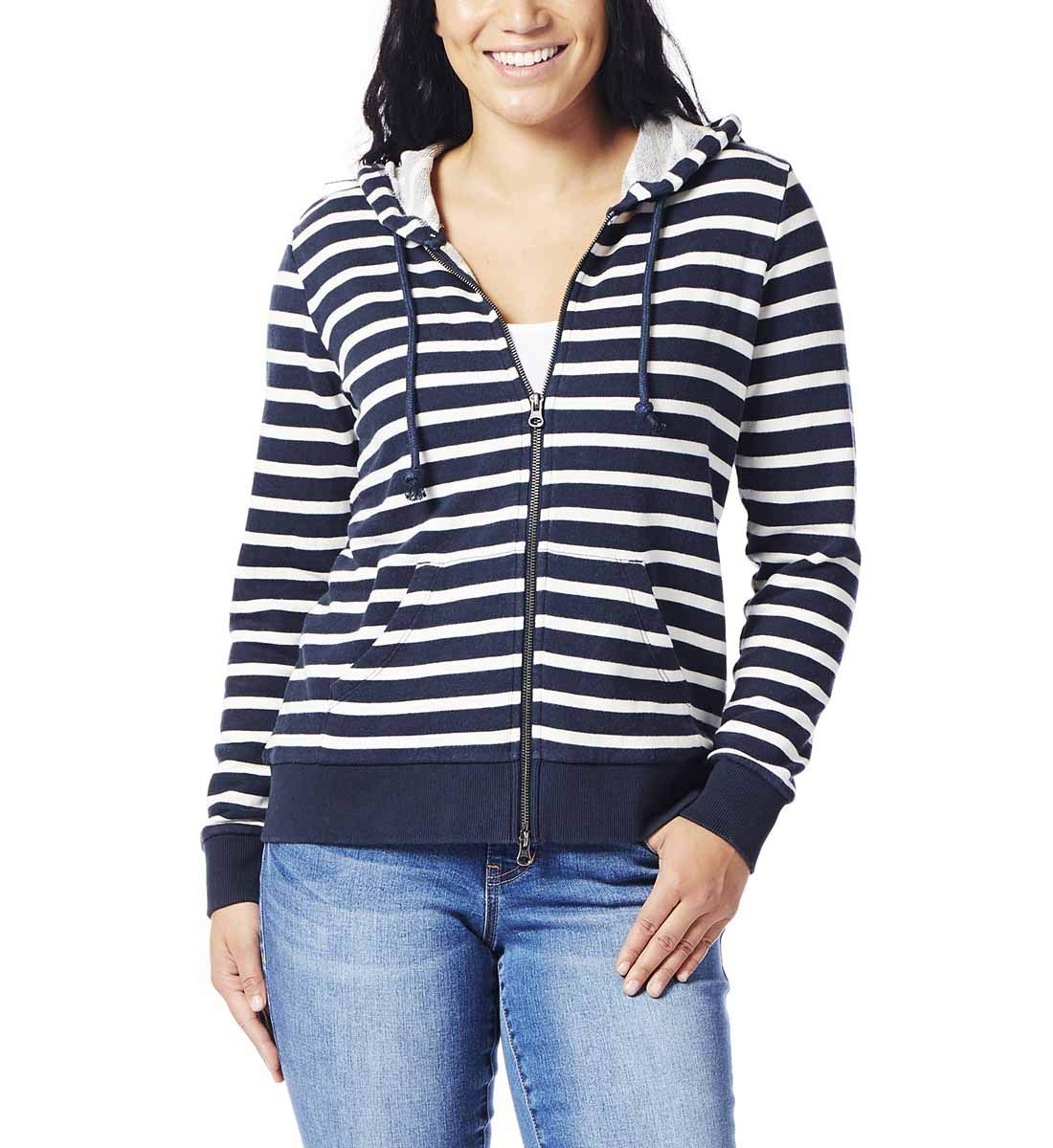 Jag Jeans Women's Edie Zip Up Hoodie - Stylish Fleece Jacket with Front Pockets for Casual Wear & Outdoor Activities