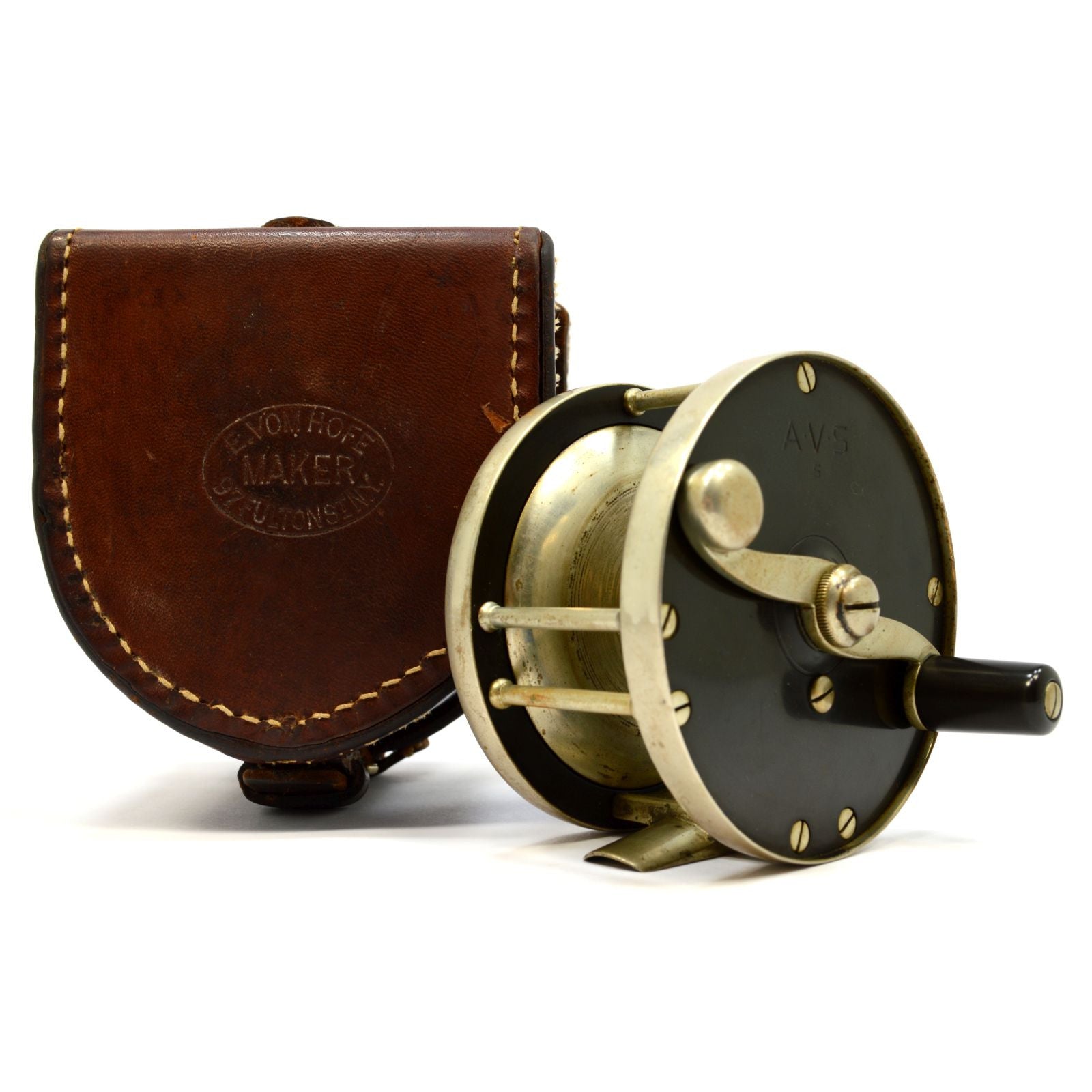 Vintage Antique EDWARD VOM HOFE No. 504 TOBIQUE 2/0 Salmon Fly Fishing Reel with Genuine Leather Case - Rare Collectible for Fly Fishing Enthusiasts & Outdoor Adventures