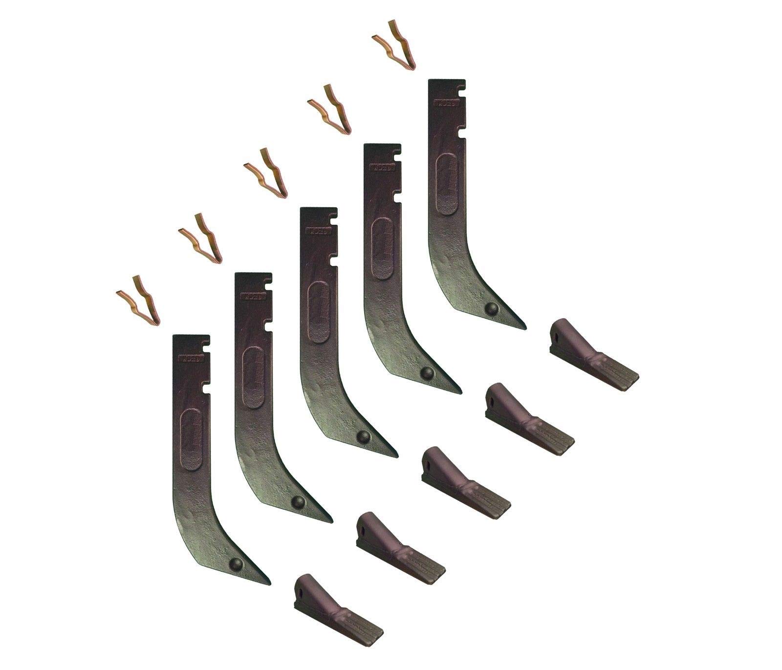 5-Piece Gannon Scraper Box Shanks with Scarifier Teeth & Clips - Compatible with H920, 8075, K1306 Models - Ideal for Landscaping, Grading, and Soil Preparation