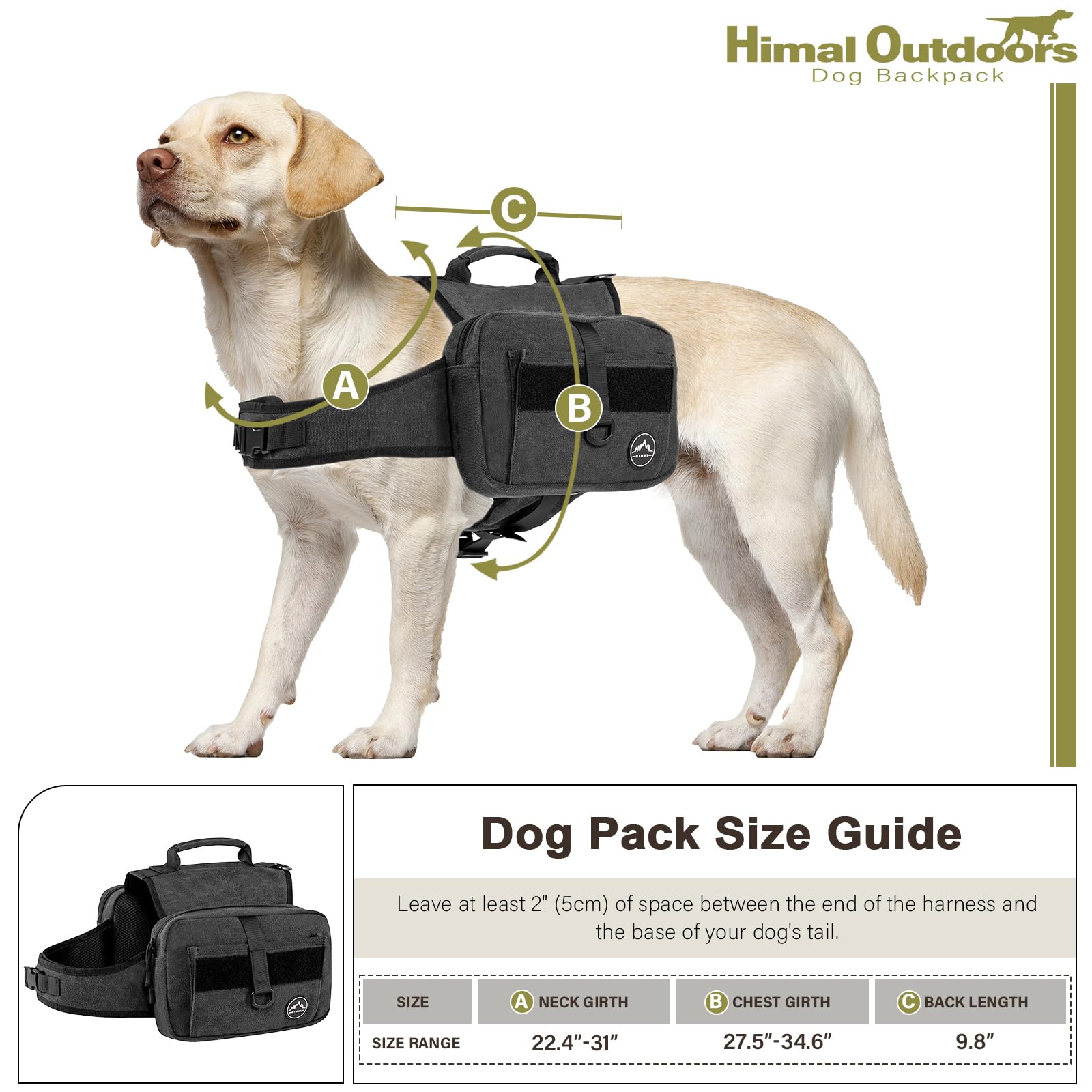 Himal Outdoors Dog Backpack for Large Dogs - Adjustable Hiking Saddle Bag with Side Pockets | Perfect for Outdoor Adventures, Camping & Daily Walks
