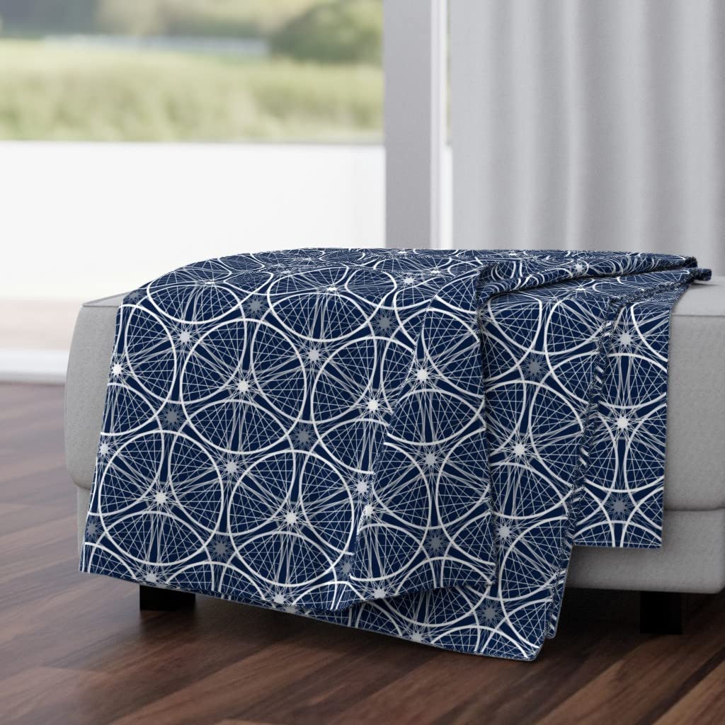 Luxe Velvet Throw Blanket 50x70 Inches - Wheels Blue Bicycle Circle Cycling Pattern | Soft Decorative Couch Blanket for Bed, Sofa & Gift Giving