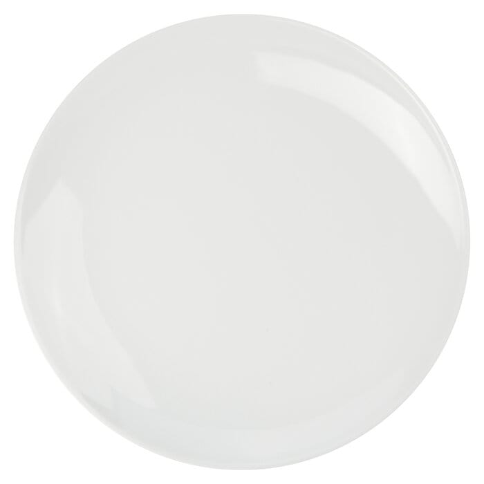 Elegant White Porcelain Coupe Salad Plates - Set of 6, 8.5 Inch Round Dinner Plates for Fine Dining, Wedding, Party & Everyday Use - Dishwasher & Microwave Safe