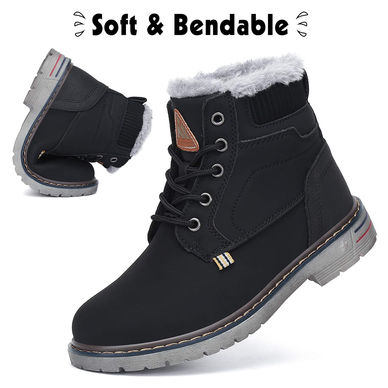**Mishansha Kids' Winter Snow Boots - Waterproof Hiking Boots for Boys & Girls, Fur Lined Warm Shoes for Cold Weather Outdoor Activities - Perfect for Snow Play, Hiking & Winter Walks**