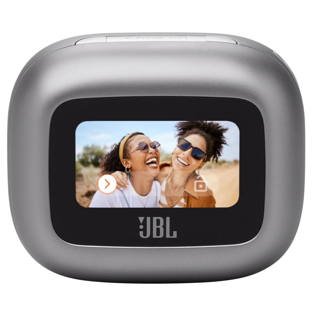 JBL Live Beam 3 True Wireless Bluetooth Earbuds - 48H Battery, Adaptive Noise Cancelling, Hi-Res Audio, IP55 Waterproof, Silver | Perfect for Workouts, Commuting & Travel