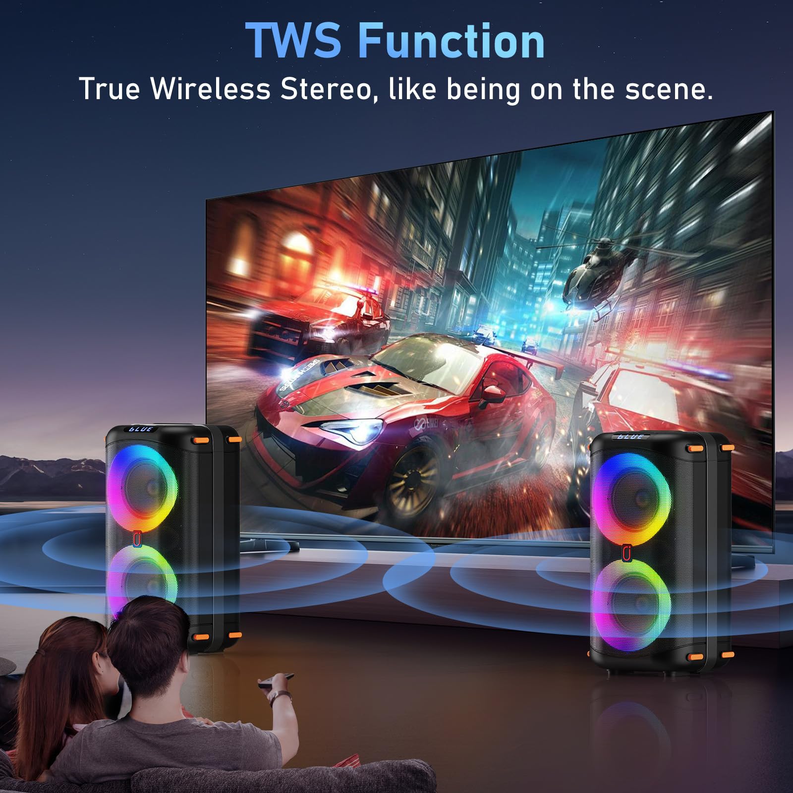 Portable Bluetooth Karaoke Machine with 2 Wireless Microphones | Professional PA System with Disco Lights & Dual 6.5