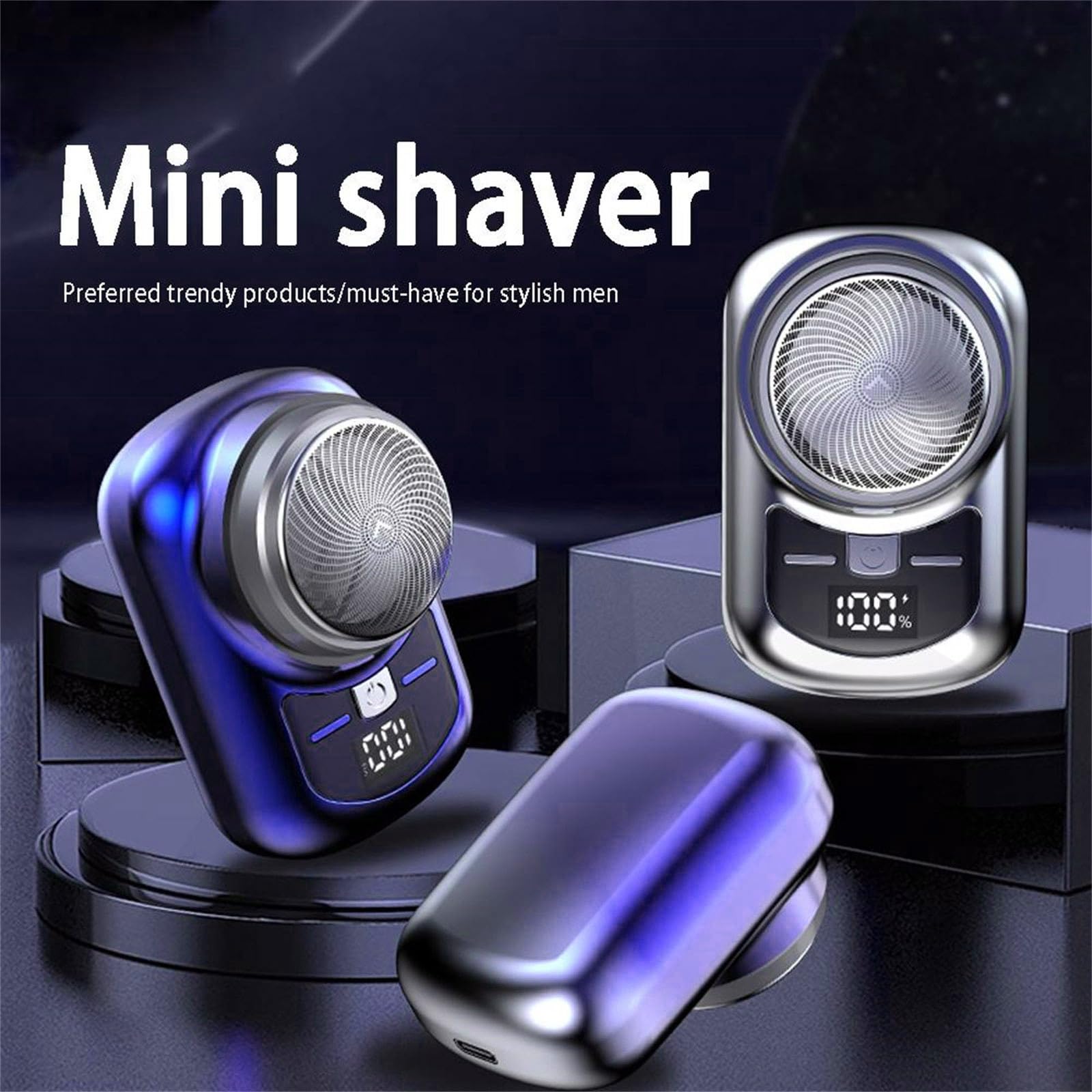 Rechargeable Portable Electric Travel Shaver for Men - Waterproof USB Charging Beard Trimmer with Digital Display & High-Speed Motor - Perfect for Home, Travel, Gym and Daily Grooming