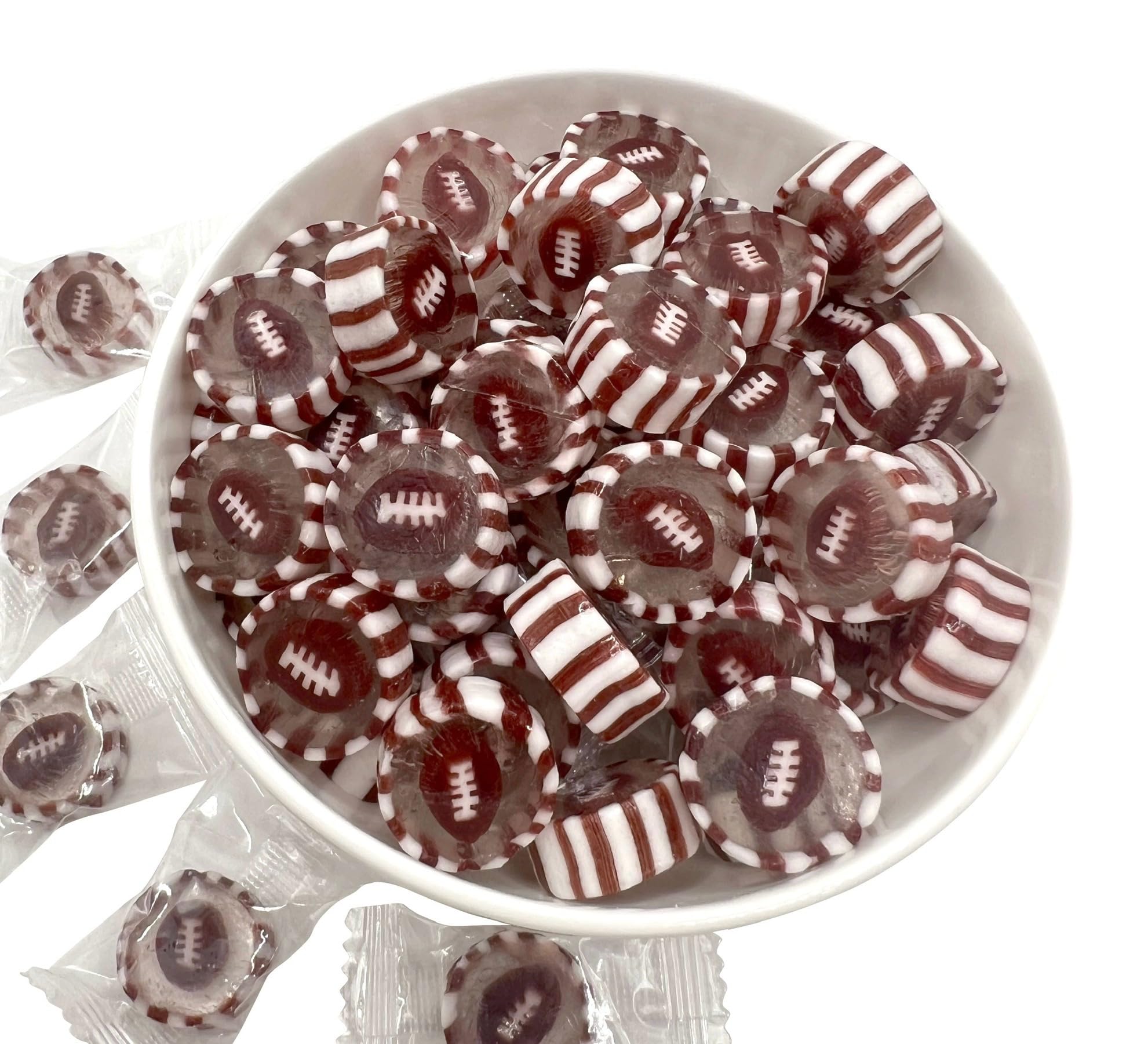 Football Hard Candy - 8 OZ Resealable Bag with 58 Individually Wrapped Candies | Perfect for Game Day Parties, Team Snacks, Birthday Favors & Office Treats | Delicious Sweet Treat for Kids & Adults | Great for Sports Events, School Rewards & Holiday Gift Bags