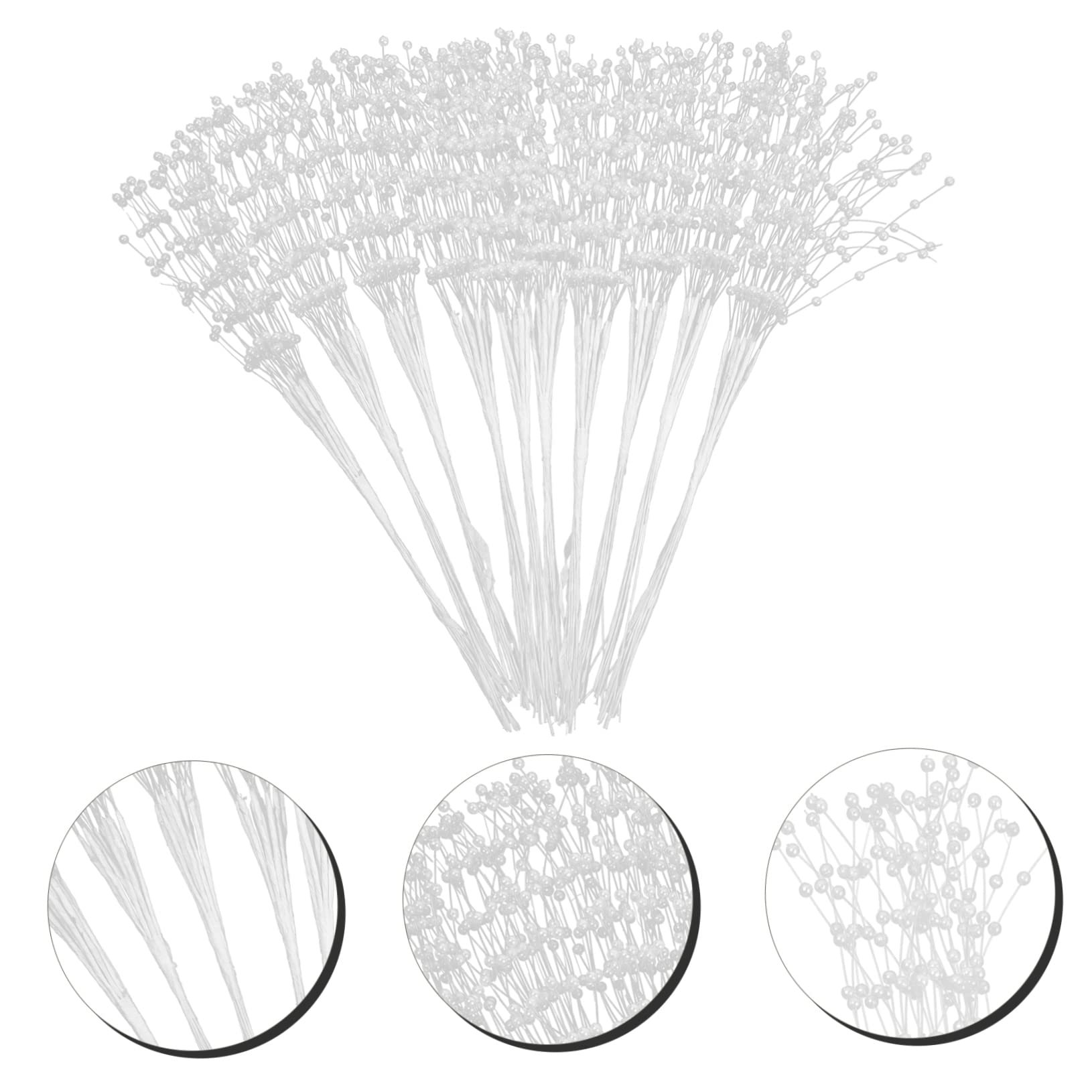 100pcs Artificial Pearl Flower Stems - Beaded Pearl Sticks for Wedding Bouquets, Vase Fillers, Home Decor & DIY Crafts | Elegant Pearl Beaded Jewelry Stems for Centerpieces, Bridal Showers & Party Decorations