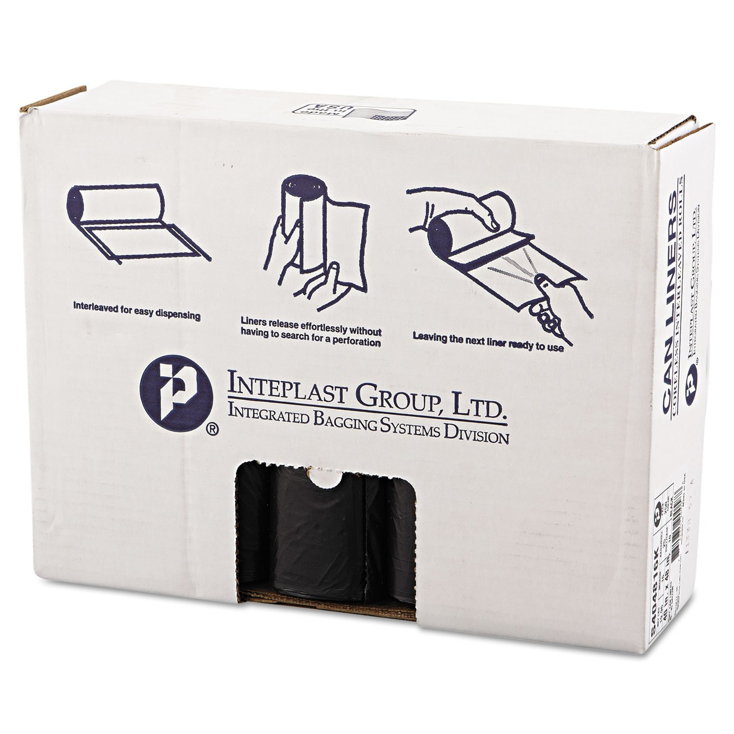 Inteplast S404816K 45 Gallon High-Density Black Trash Bags - 40