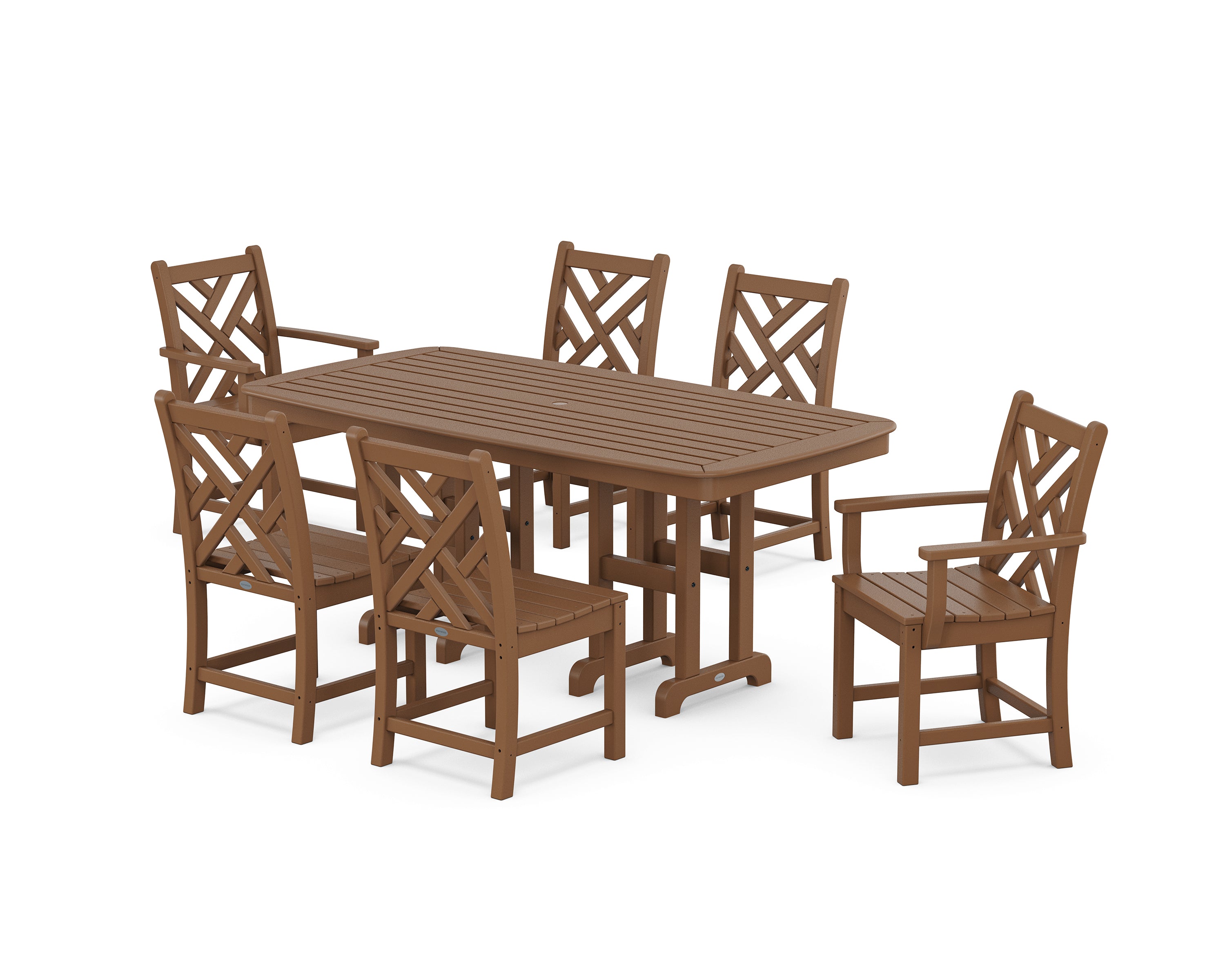 POLYWOOD Chippendale 7-Piece Outdoor Dining Set - Patio Furniture for Backyard, Poolside & Garden - All-Weather Resin Wicker Table & Chairs