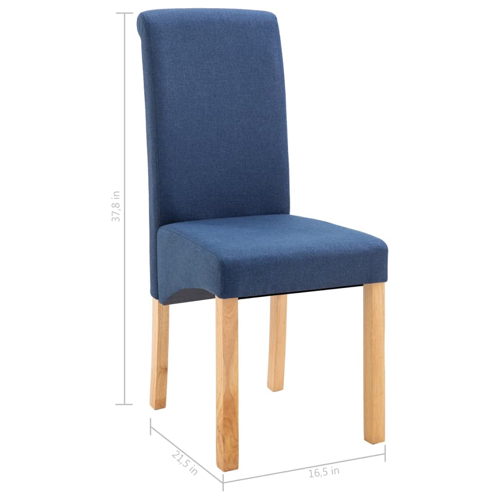 Modern Dining Chairs Set of 4 - High Back Padded Kitchen & Dining Room Chairs with Blue Fabric Upholstery - Comfortable Side Chairs for Home, Restaurant, Cafe & Office Use