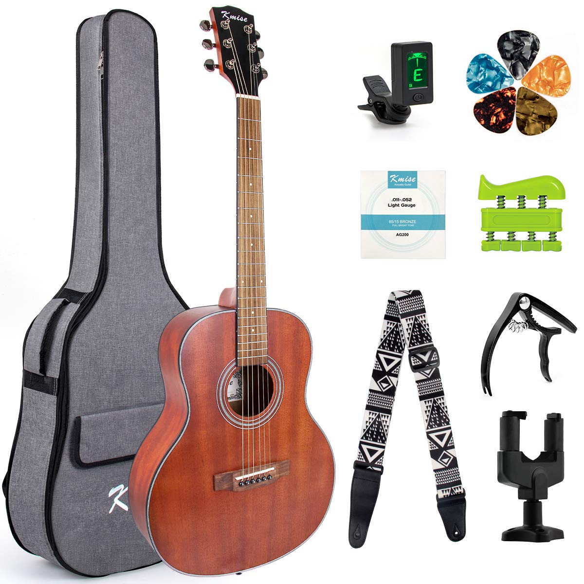Kmise 6 String Right-Handed 4/4 Full Size Acoustic Guitar 38 Inch (GN01) - Perfect for Beginners, Camping, Travel & Home Practice