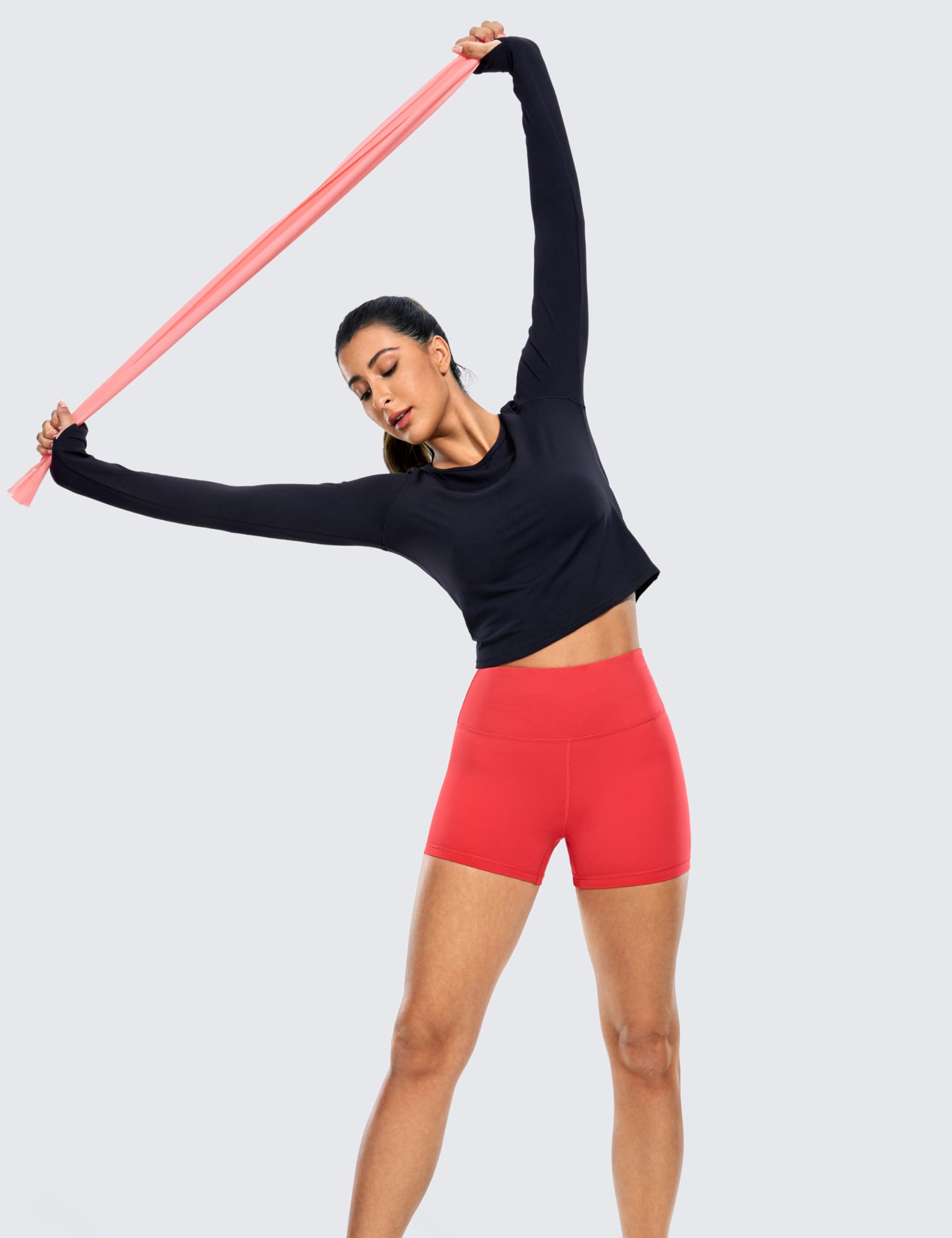 CRZ YOGA Women's High Waist 4'' Biker Shorts - Naked Feeling Workout Spandex Shorts for Yoga, Gym & Running | Comfortable Activewear for Fitness & Lounge