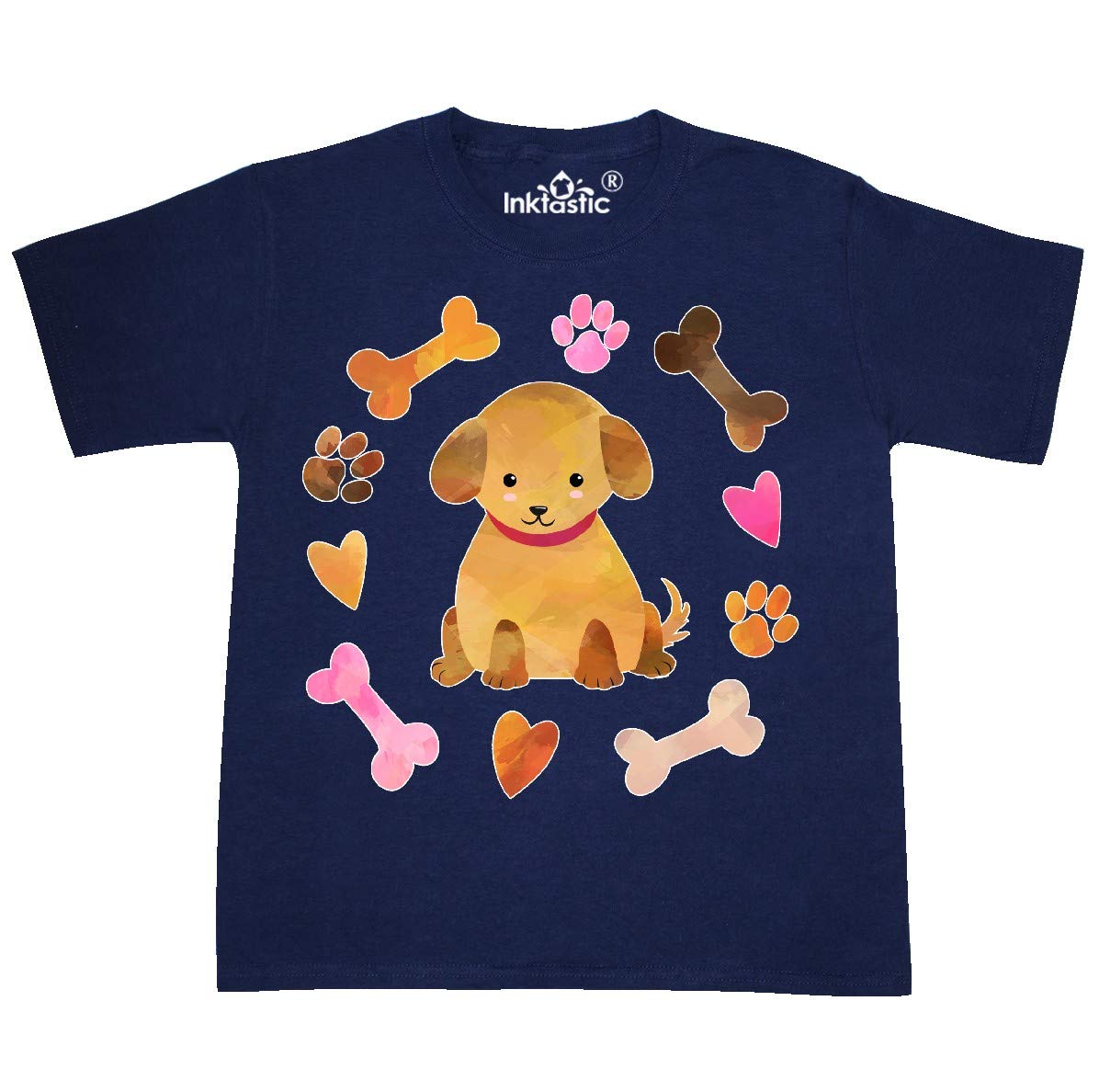 Inktastic Cute Puppy Valentine with Hearts and Bones Youth T-Shirt - Adorable Dog Lover Gift for Kids, Boys & Girls - Perfect for Valentine's Day, Birthdays & Casual Wear