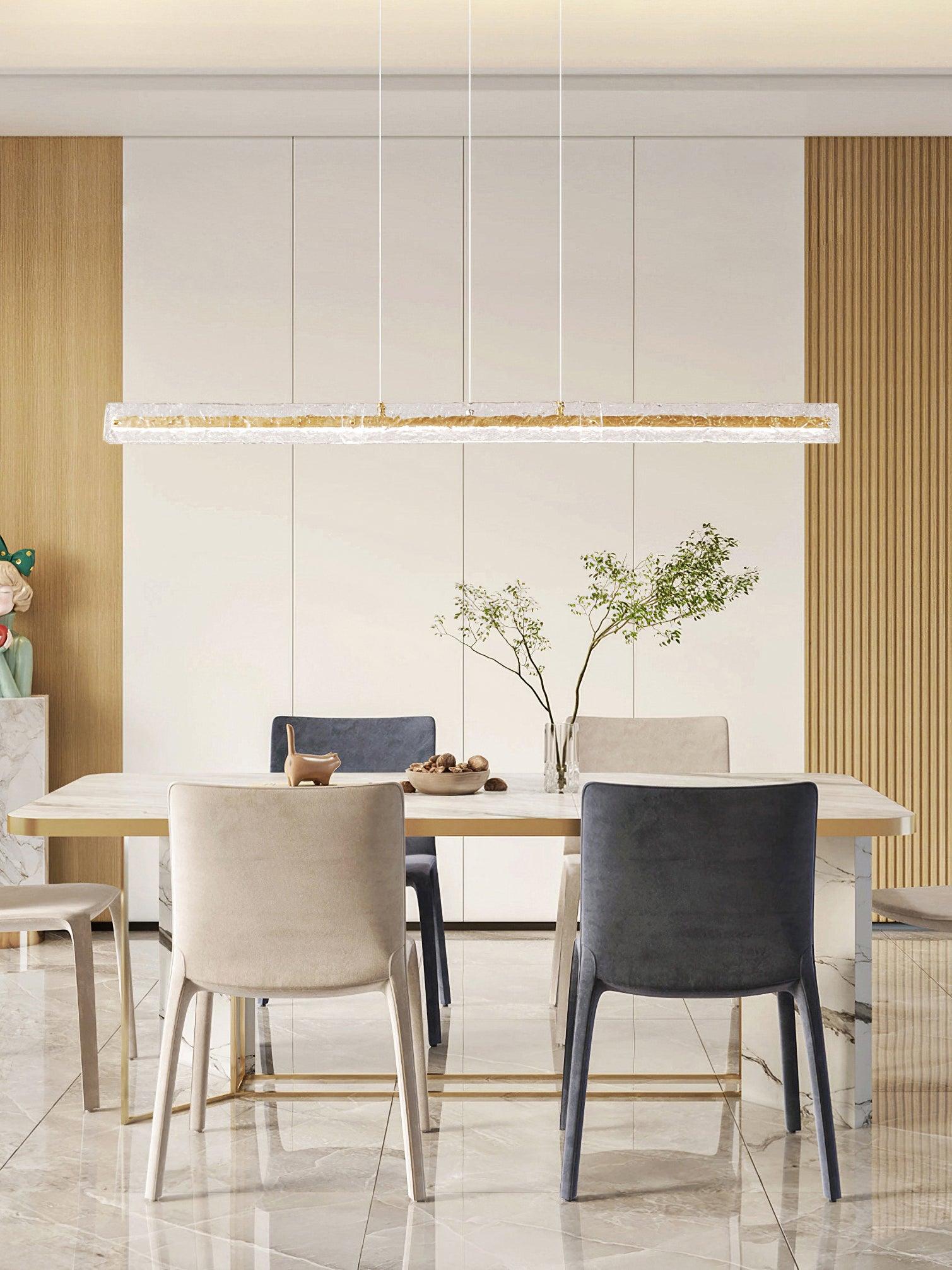 Modern LED Linear Pendant Light - Adjustable Hanging Chandelier for Kitchen Island, Dining Room & Office Lighting | Energy Efficient Dimmable Ceiling Fixture