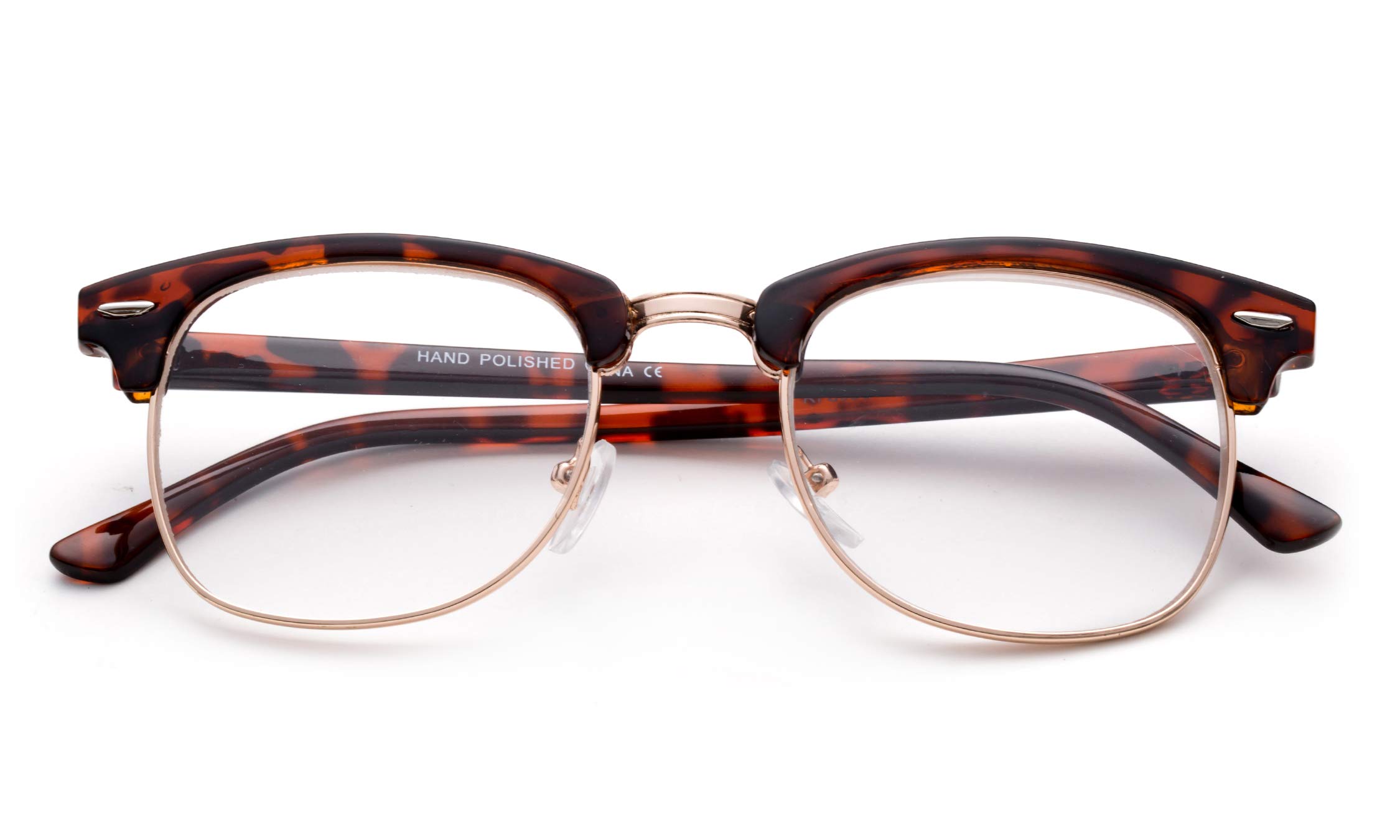 Vintage Reading Glasses for Men - Retro Horn Rimmed Half Frame with Case | Perfect for Reading & Fashion