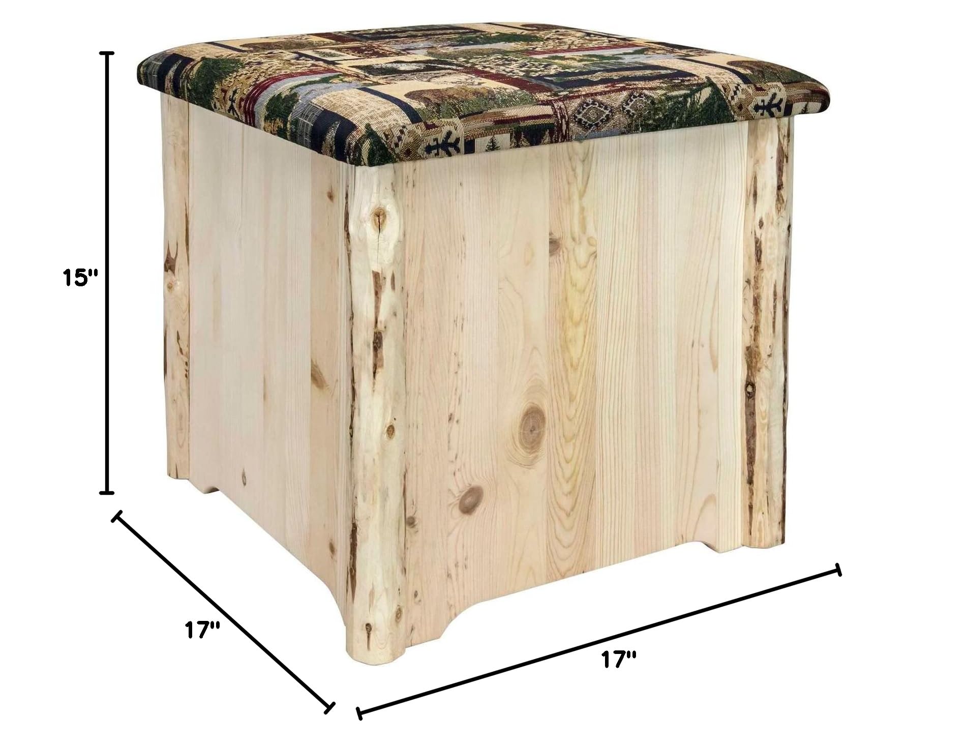 Montana Woodworks Upholstered Storage Ottoman with Ready-to-Finish Design - Perfect for Living Room, Bedroom & Home Office Organization