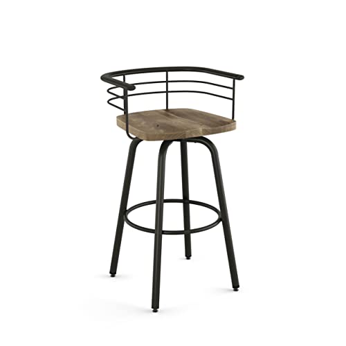 Beige Distressed Wood / Dark Brown Metal Semi-transparent