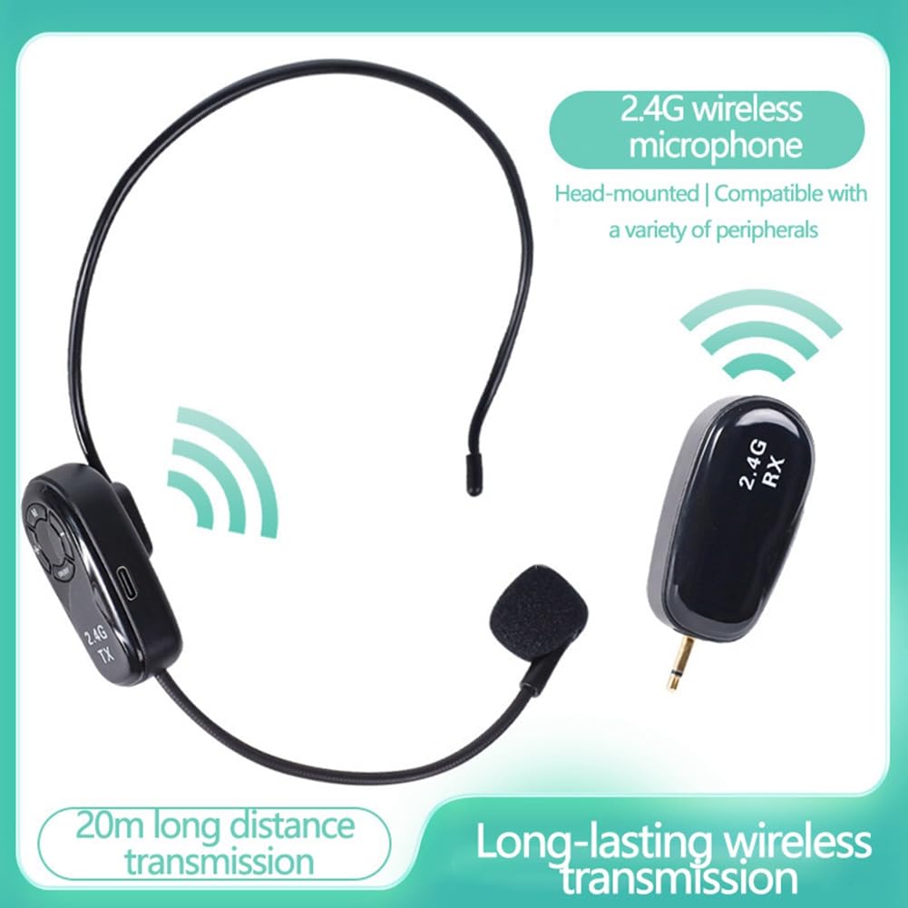 Graootoly Universal 2.4G Wireless Headset with Microphone - Bee Teaching Amplifier, Durable & Easy to Install for Online Classes, Webinars, and Remote Work