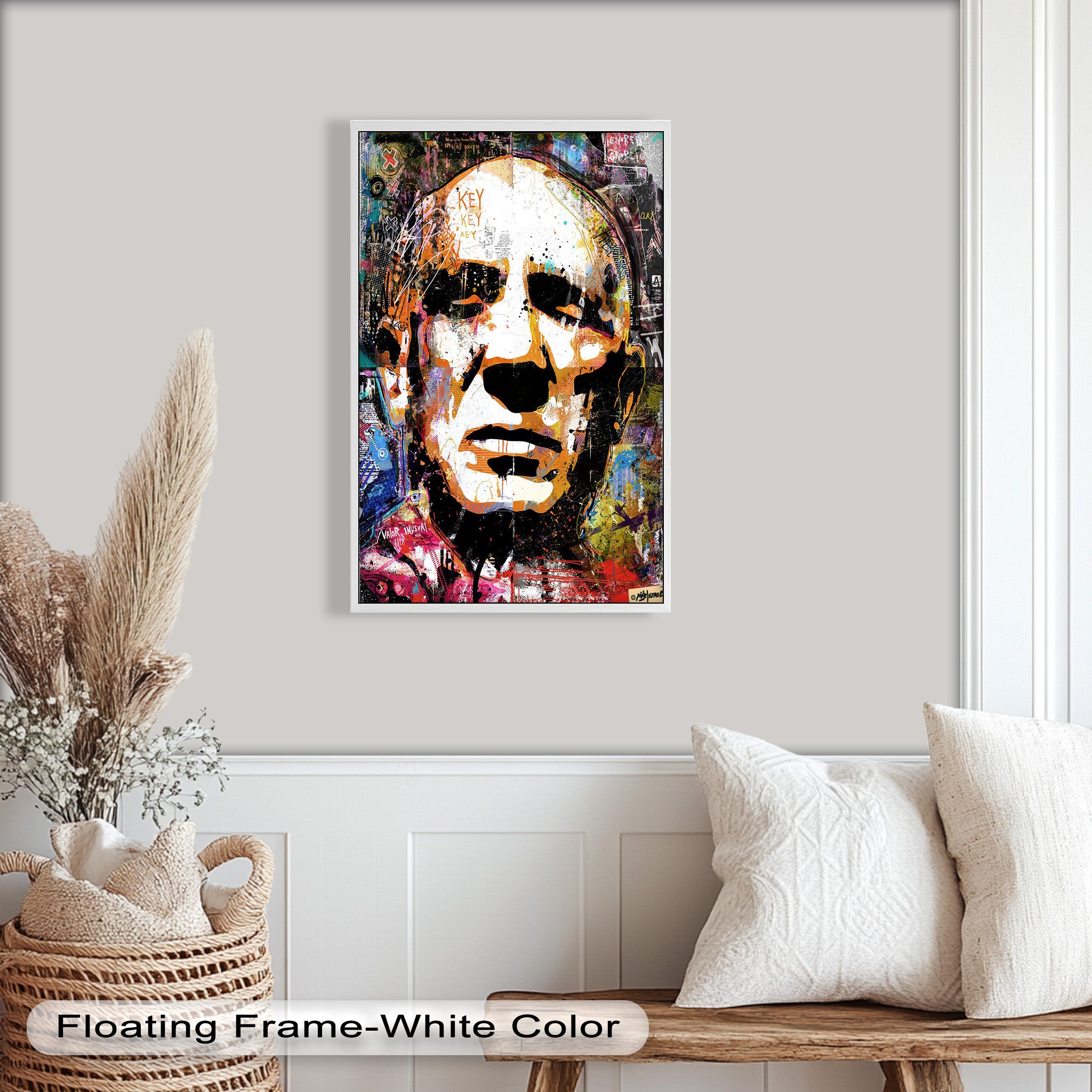 Abstract Urban Face Portrait Wall Art - Modern Pop Art Oil Painting for Living Room, Bedroom & Office Decor