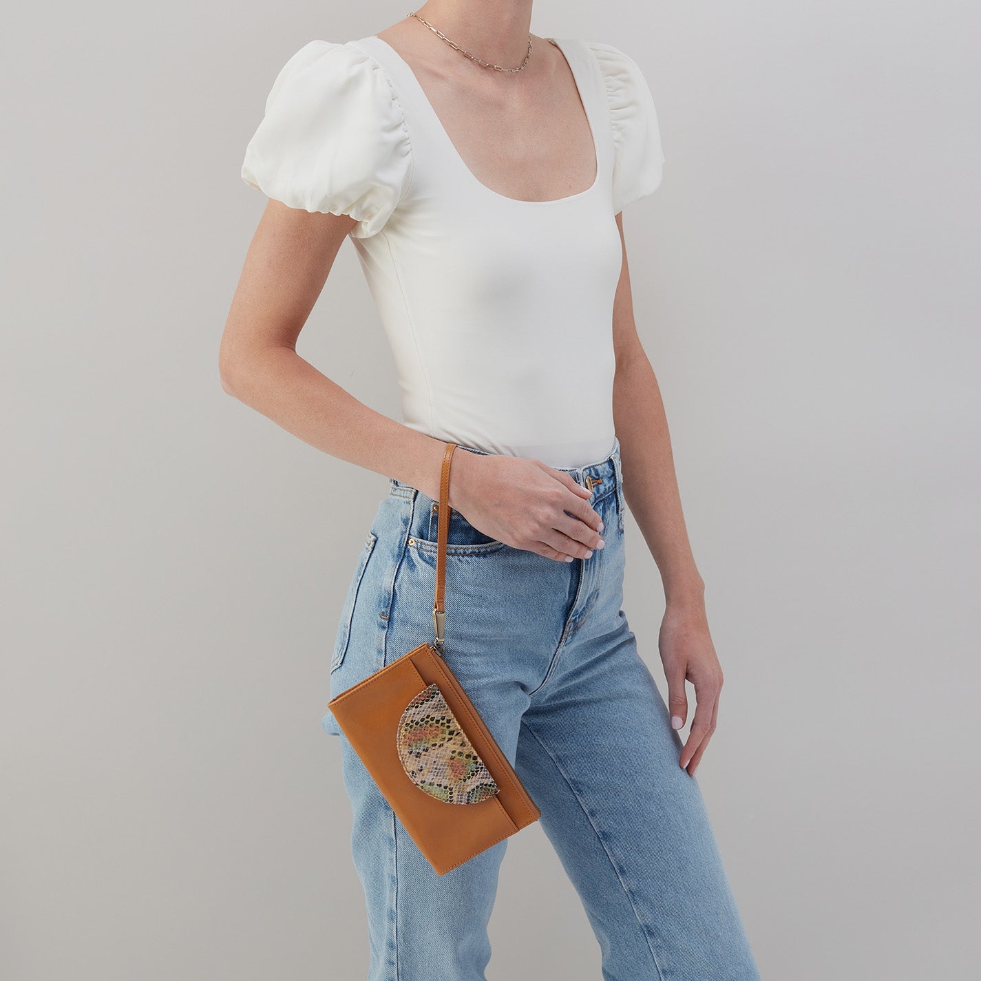 Premium Zenith Wristlet in Mixed Genuine Leather - Natural Color | Stylish Crossbody Bag for Women | Perfect for Work, Travel & Everyday Use
