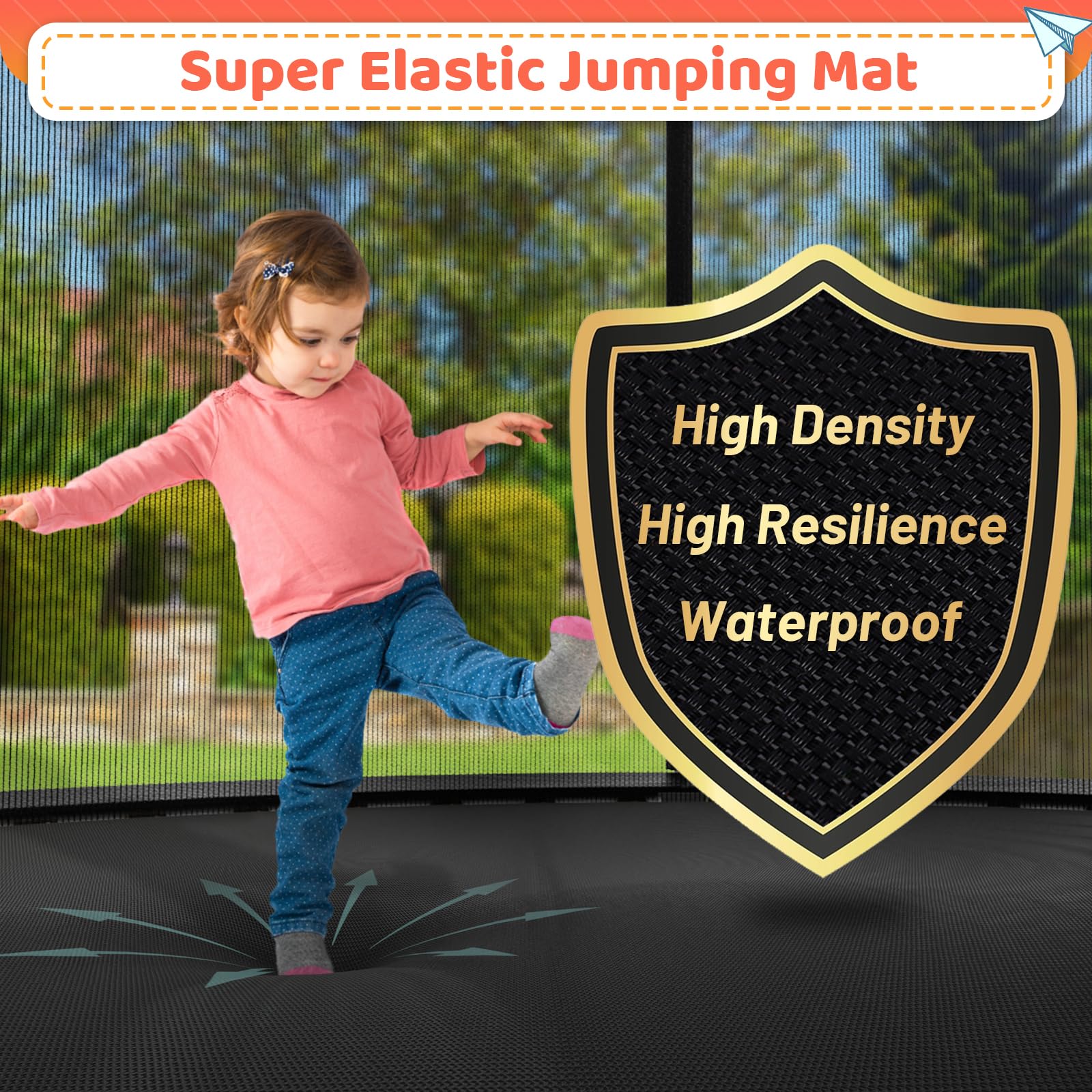 8FT 10FT 12FT 14FT 16FT Outdoor Trampoline for Kids & Adults - Pumpkin Shape with Safety Net, Ladder & Coated Metal Frame - ASTM Approved Large Backyard Trampoline for Family Fun, Birthday Parties & Outdoor Exercise