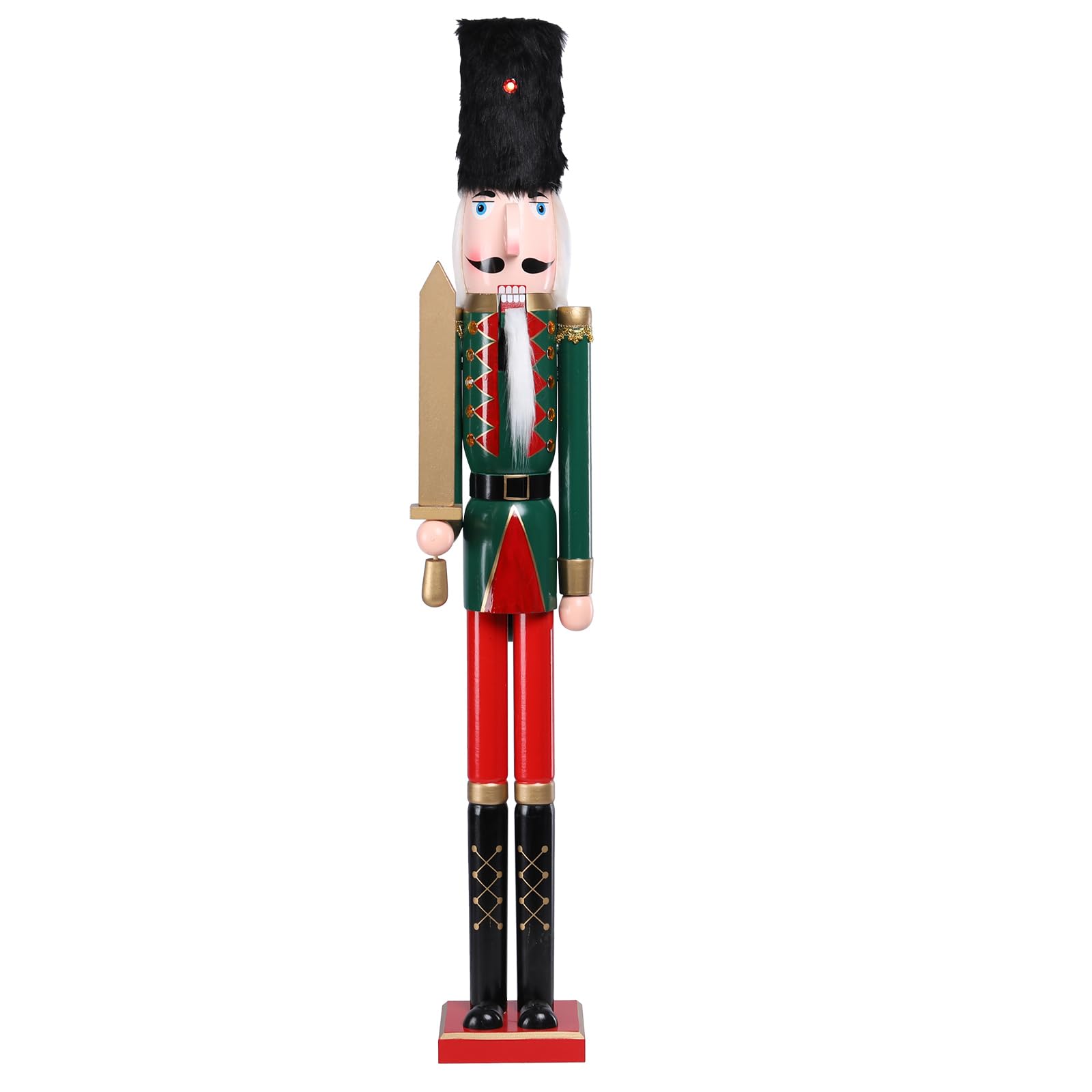 Green Wooden Soldier Nutcracker Christmas Decor - Festive Holiday Figurines for Indoor Table & Mantel Decorations | Perfect Christmas Gifts & Home Décor (41.5cm) - Ideal for Holiday Parties, Tree Skirts & Festive Centerpieces