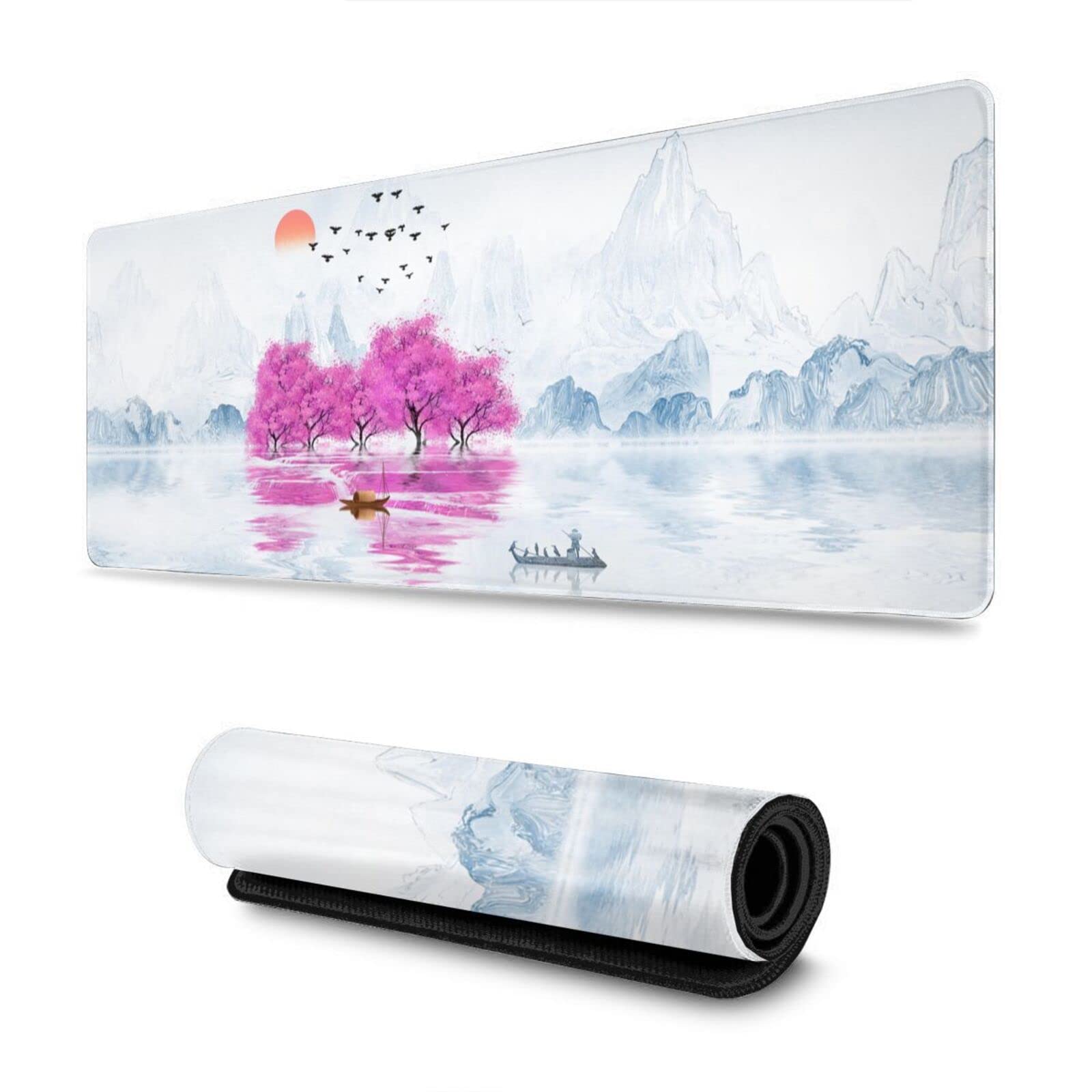 Japanese Style Painting Gaming Mouse Pad - Extra Large XL Desk Mat, Extended Mousepad for PC & Laptop - Perfect for Home Office Decor & Gaming Setup