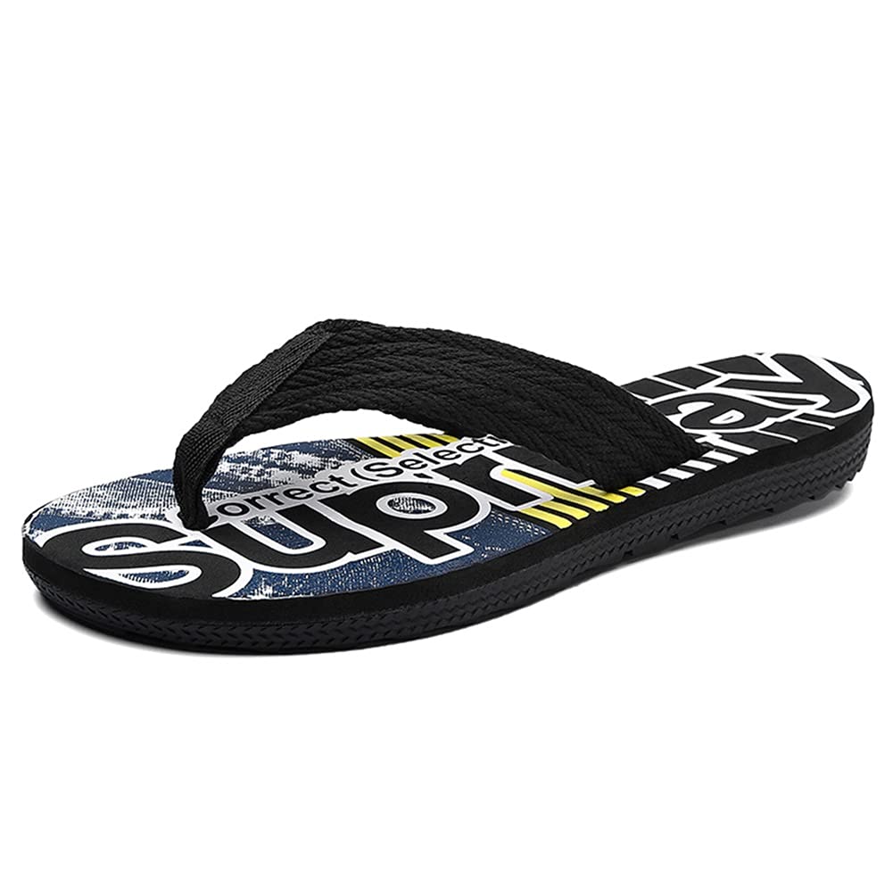 Men's Comfortable Non-Slip Flip Flop Sandals - Soft Canvas Thong Slippers for Summer Beach, Pool & Outdoor Wear - Breathable Casual Shoes for Men (Black, Size EU 39) - Perfect for Vacation, Backyard Lounging & Water Activities