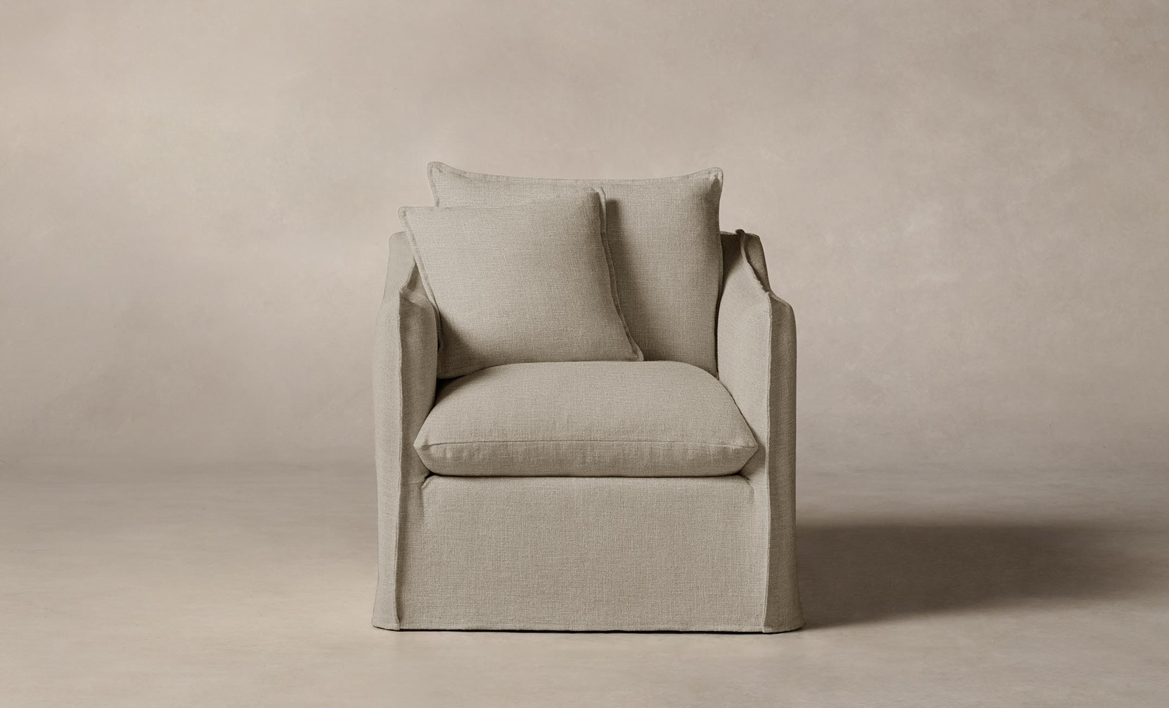 Dune Swivel Chair - Performance Linen Weave Beige Upholstered Accent Chair for Living Room, Bedroom, or Office