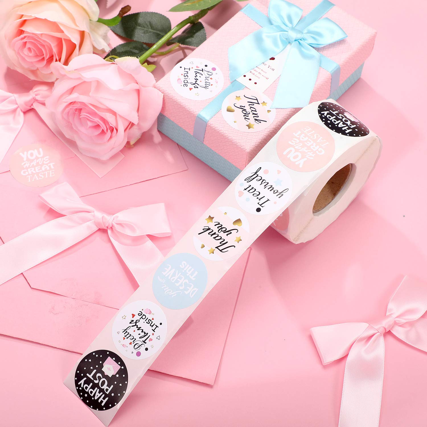 1000 Pcs Thank You Stickers for Business Orders - Round Happy Mail Labels for Envelopes, Bags & Packages - Perfect for Ecommerce, Handmade Gifts & Party Supplies