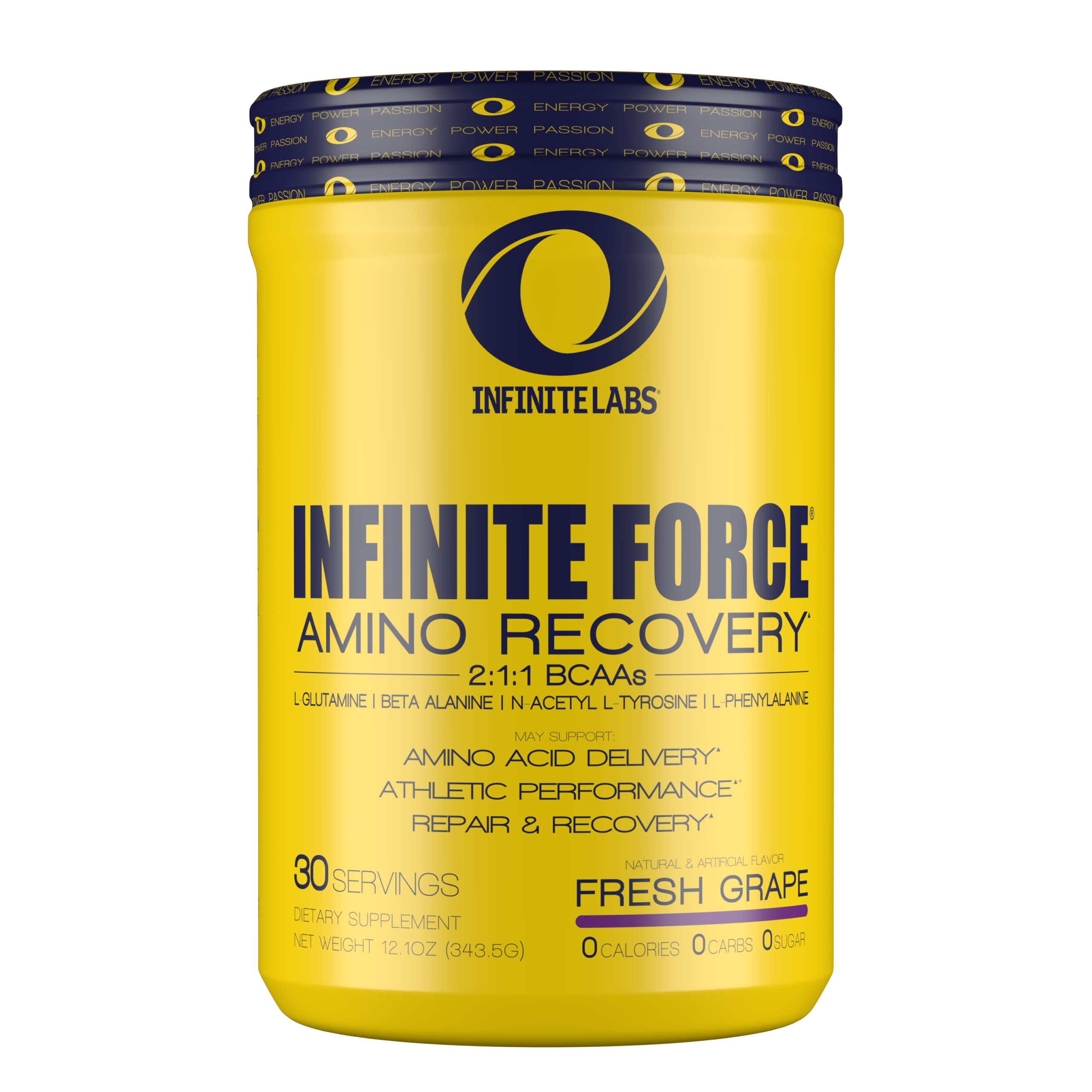 Infinite Force BCAA Amino Recovery Powder - 6g Amino Acids, Grape Flavor, Caffeine Free with Electrolytes for Hydration - 30 Servings | Post-Workout Recovery & Muscle Support for Athletes & Fitness Enthusiasts